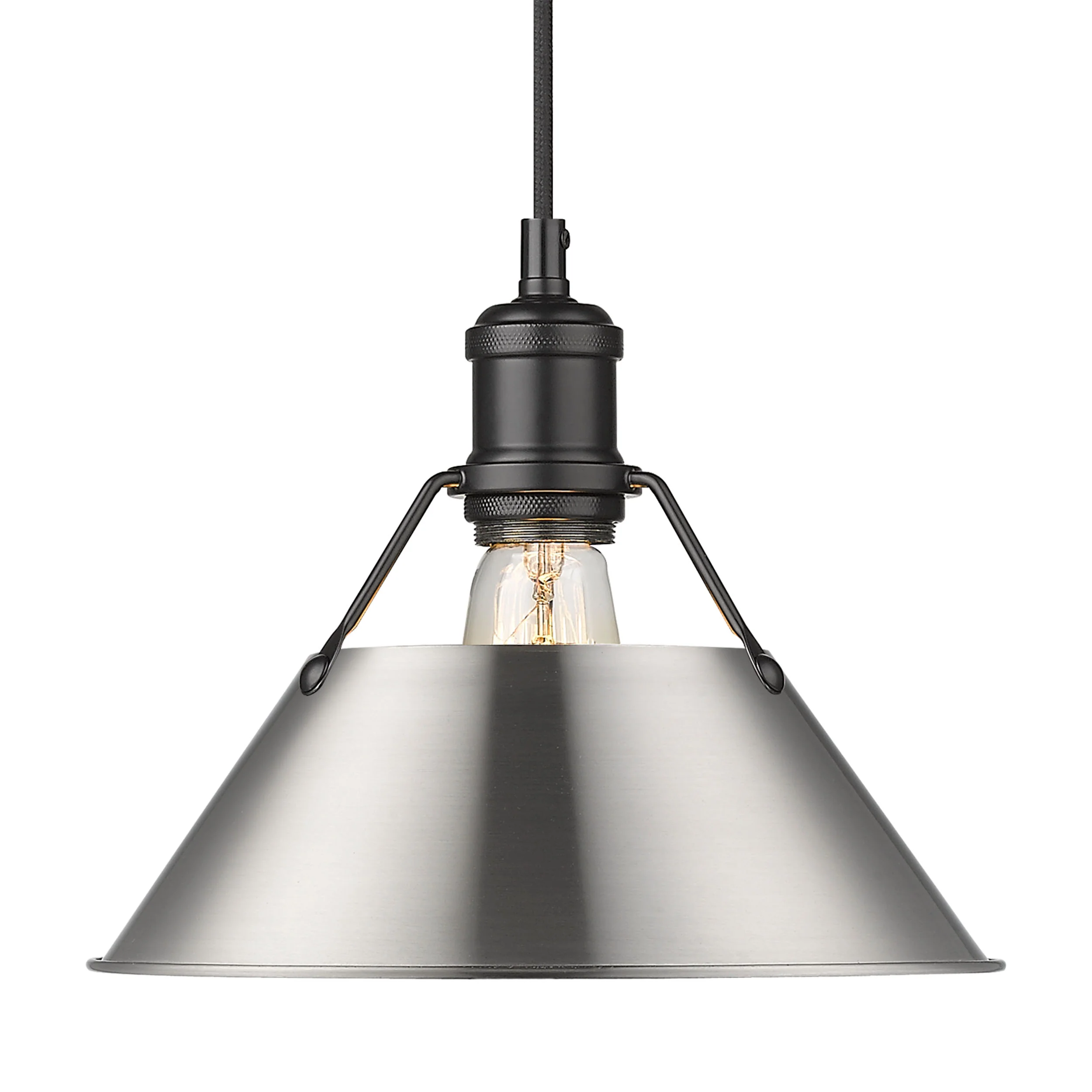 Orwell 1-light 10in Pendant in Matte Black and Pewter shade