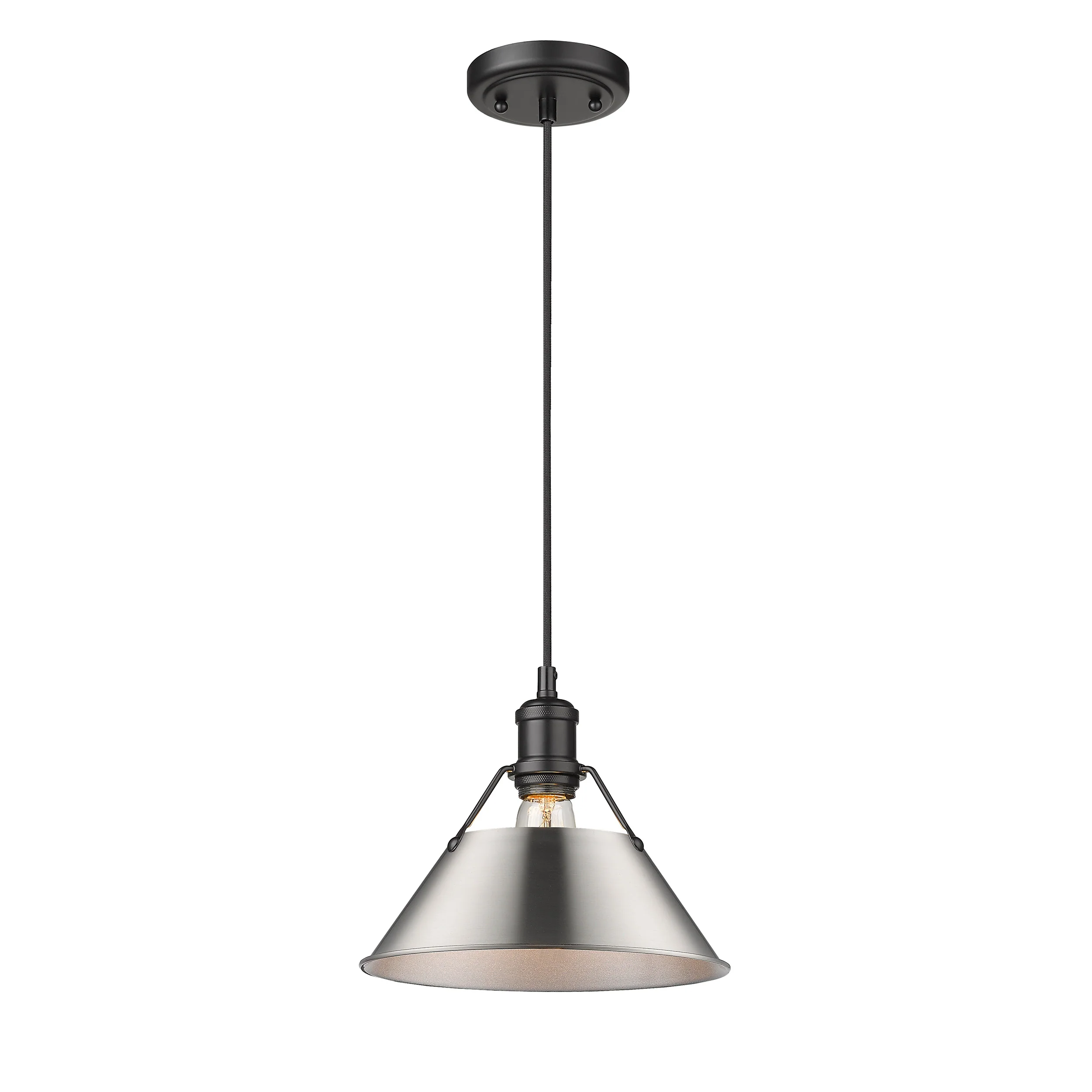 Orwell 1-light 10in Pendant in Matte Black and Pewter shade - Image 2