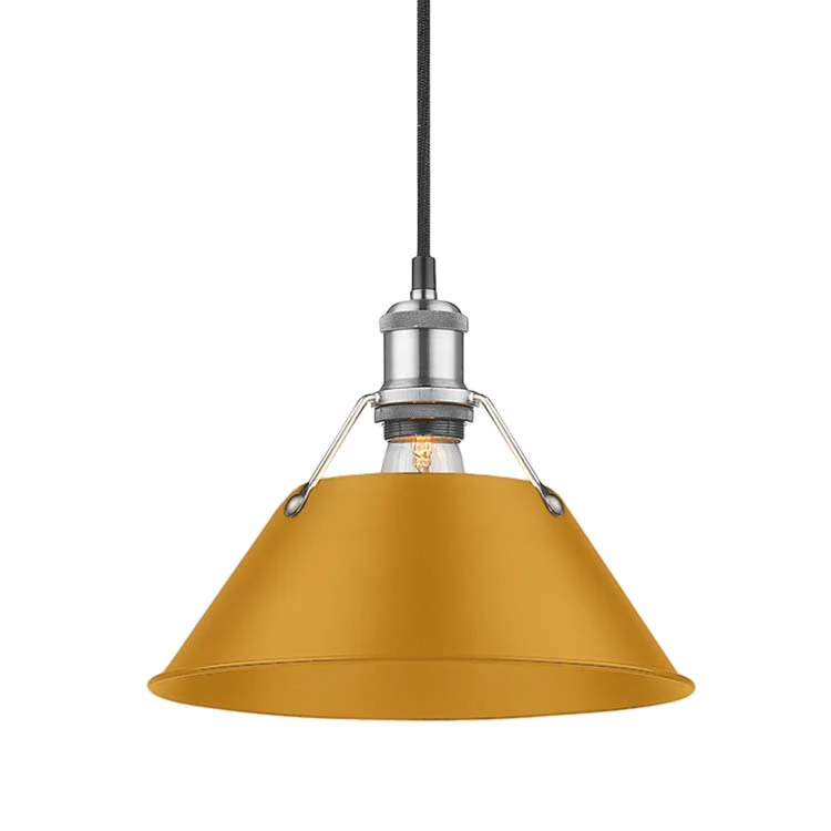 Orwell 1-light 10in Pendant in Pewter and Auric Yellow shade