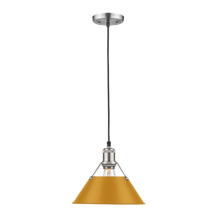 Orwell 1-light 10in Pendant in Pewter and Auric Yellow shade - Image 2