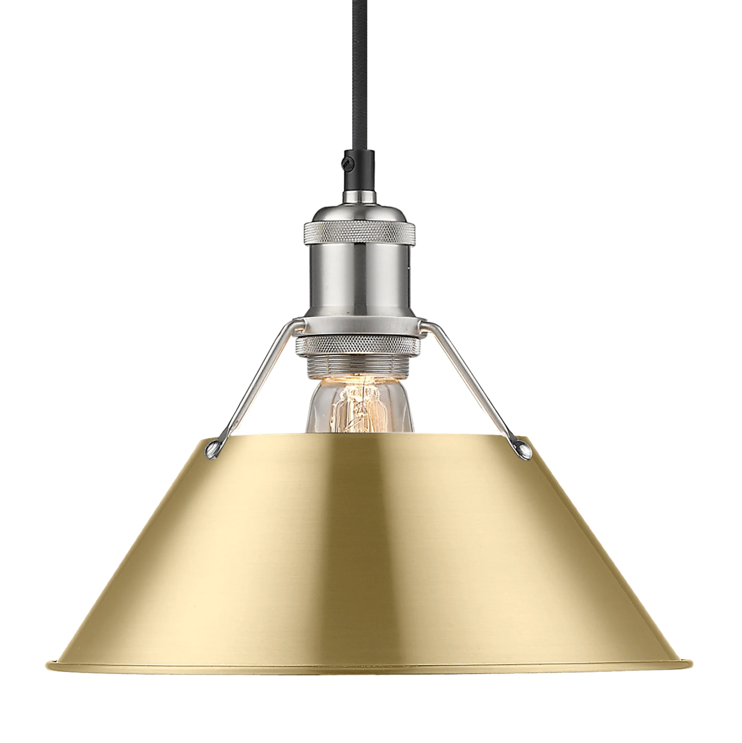 Orwell 1-light 10in Pendant in Pewter and Brushed Champagne Brass shade