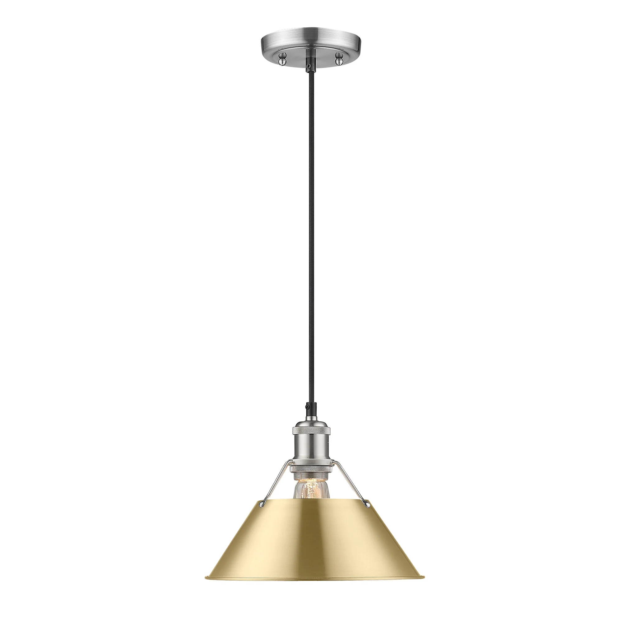 Orwell 1-light 10in Pendant in Pewter and Brushed Champagne Brass shade - Image 2