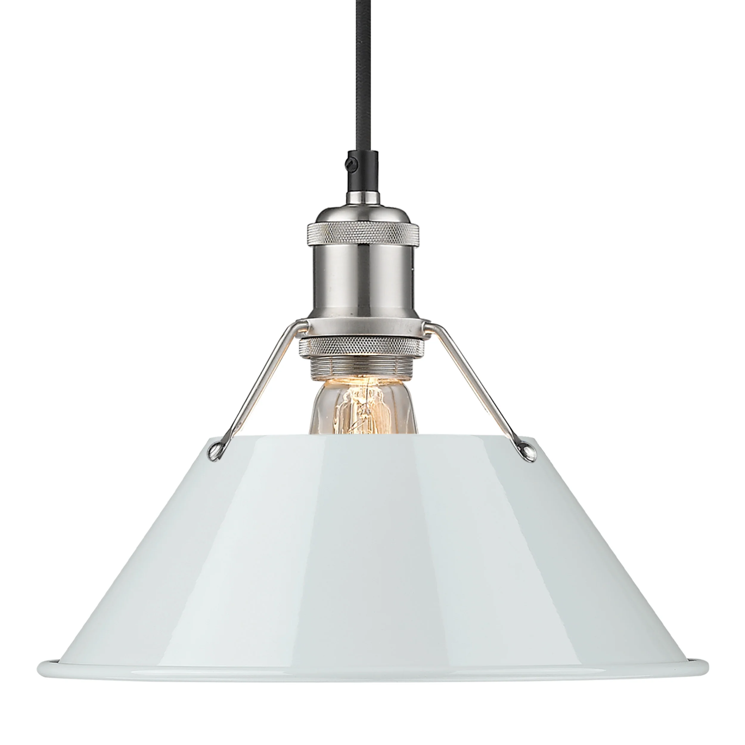 Orwell 1-light 10in Pendant in Pewter and Dusky Blue shade
