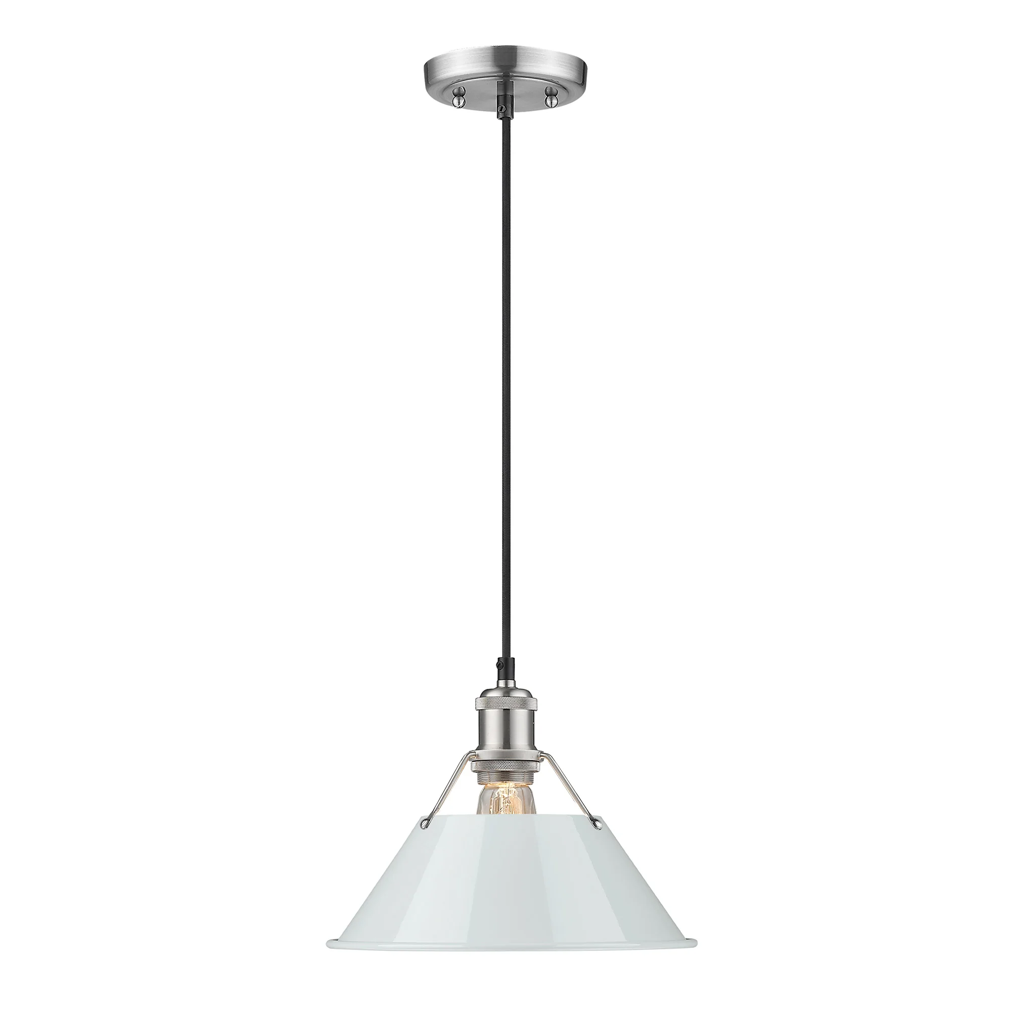 Orwell 1-light 10in Pendant in Pewter and Dusky Blue shade - Image 2