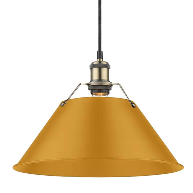 Orwell 1-light 14in Pendant in Aged Brass and Auric Yellow shade
