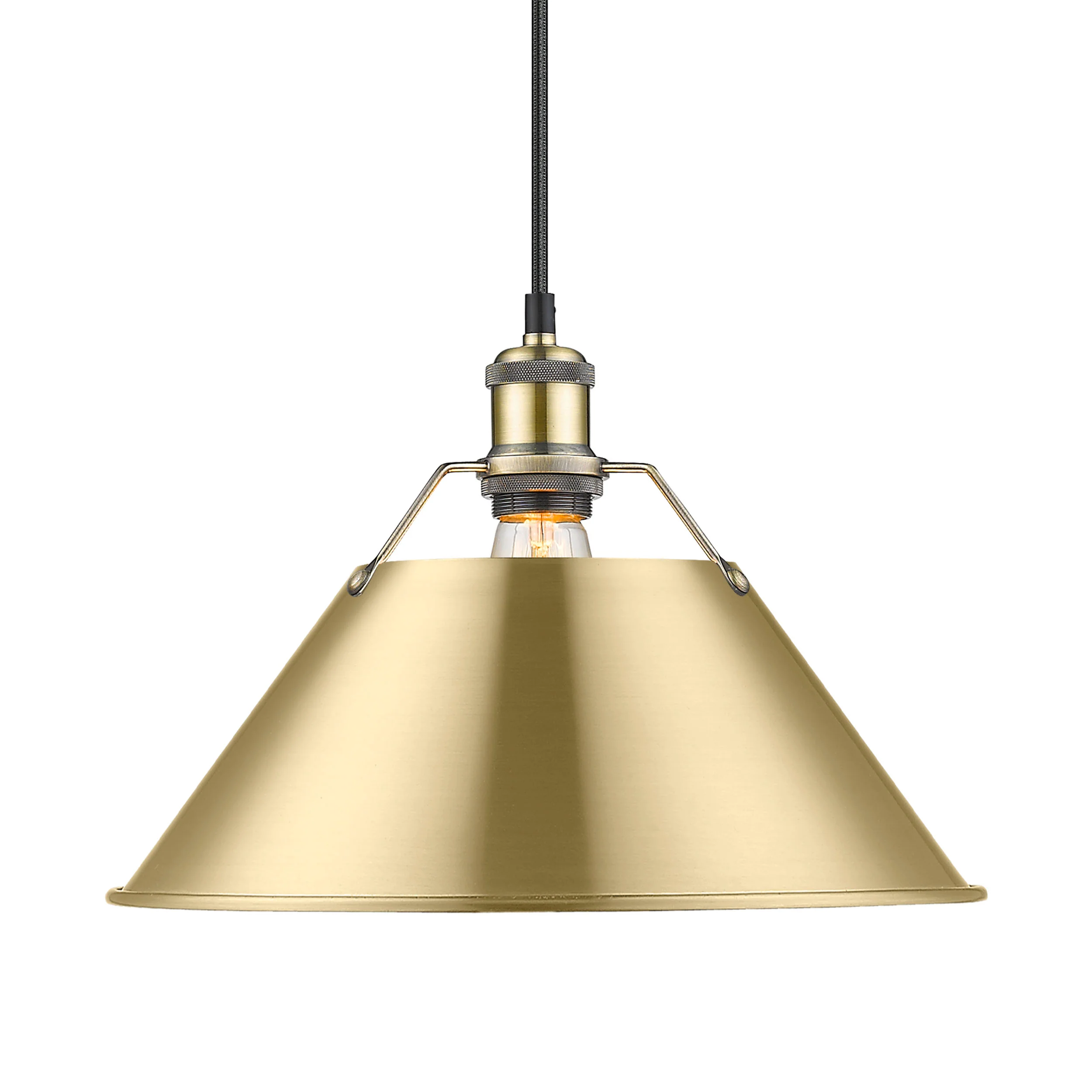 Orwell 1-light 14in Pendant in Aged Brass and Brushed Champagne Brass shade