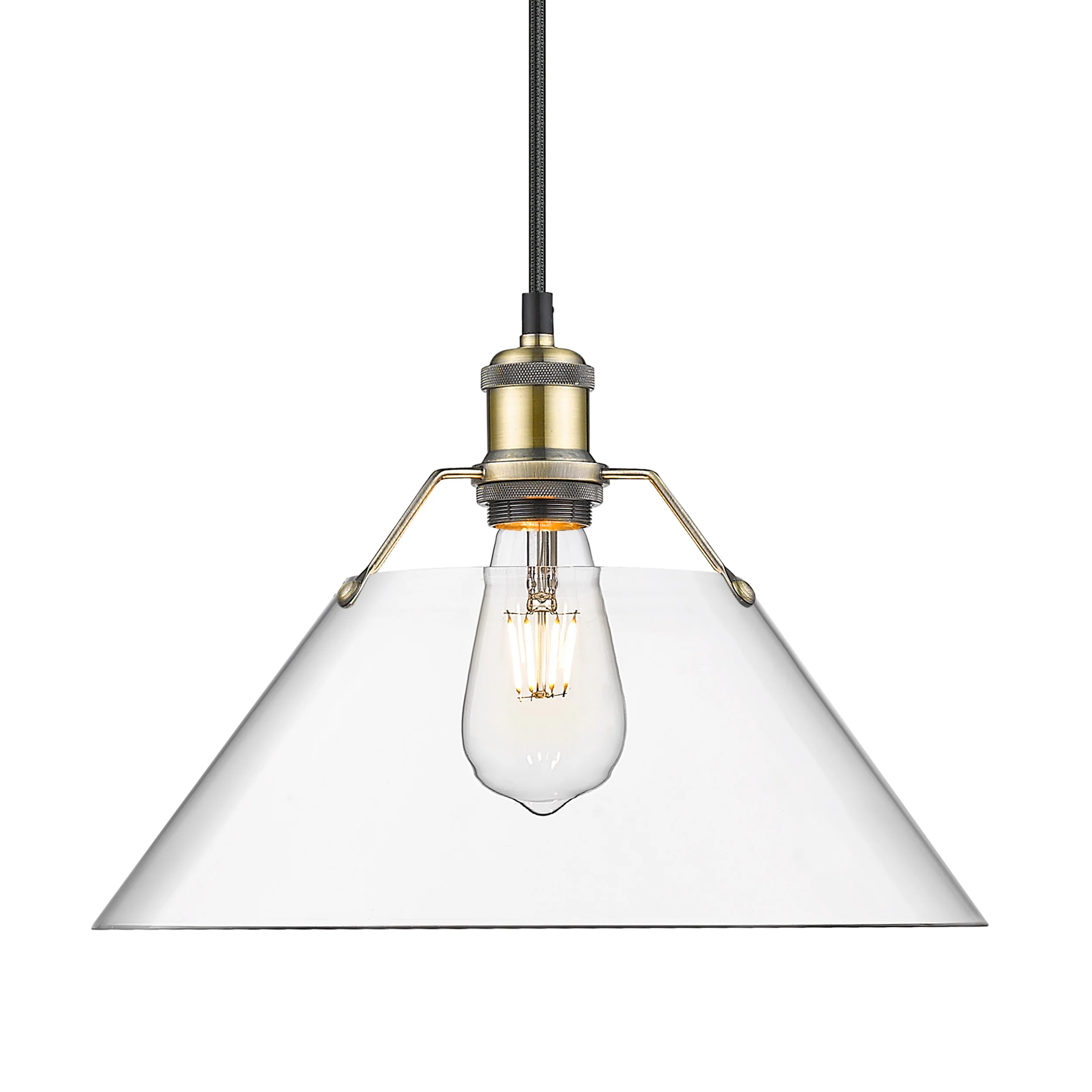 Orwell 1-light 14in Pendant in Aged Brass and Clear Glass