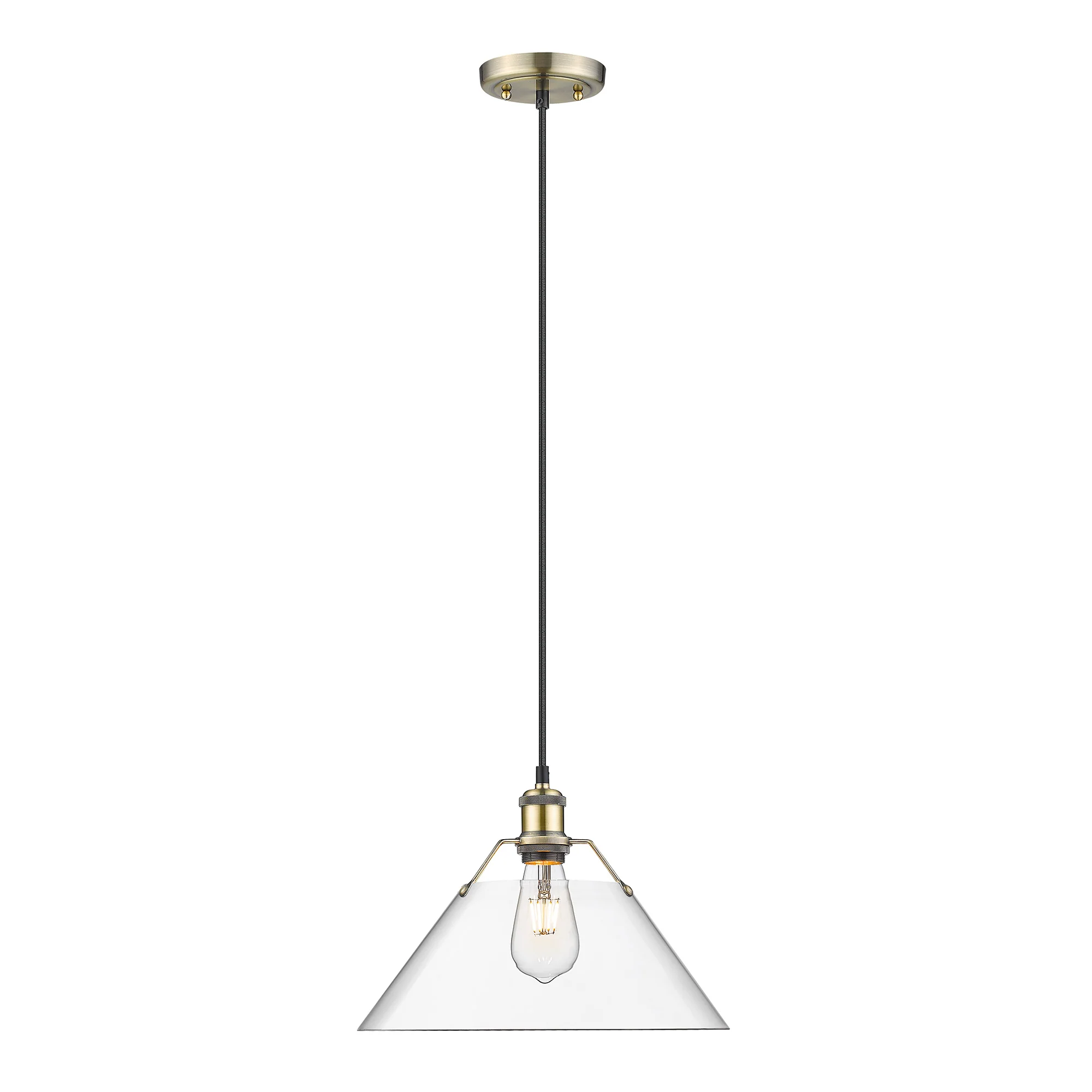 Orwell 1-light 14in Pendant in Aged Brass and Clear Glass - Image 2