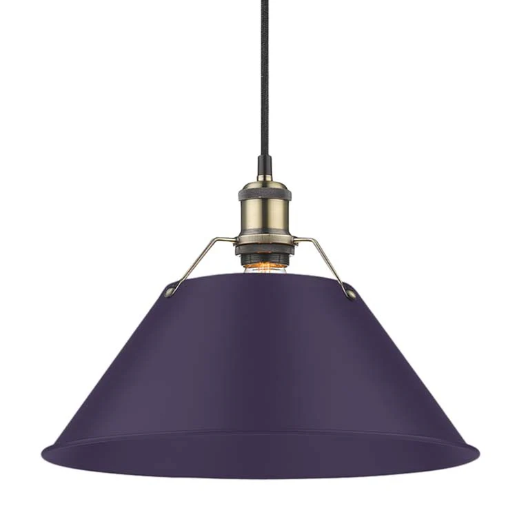 Orwell 1-light 14in Pendant in Aged Brass and Exotic Purple shade