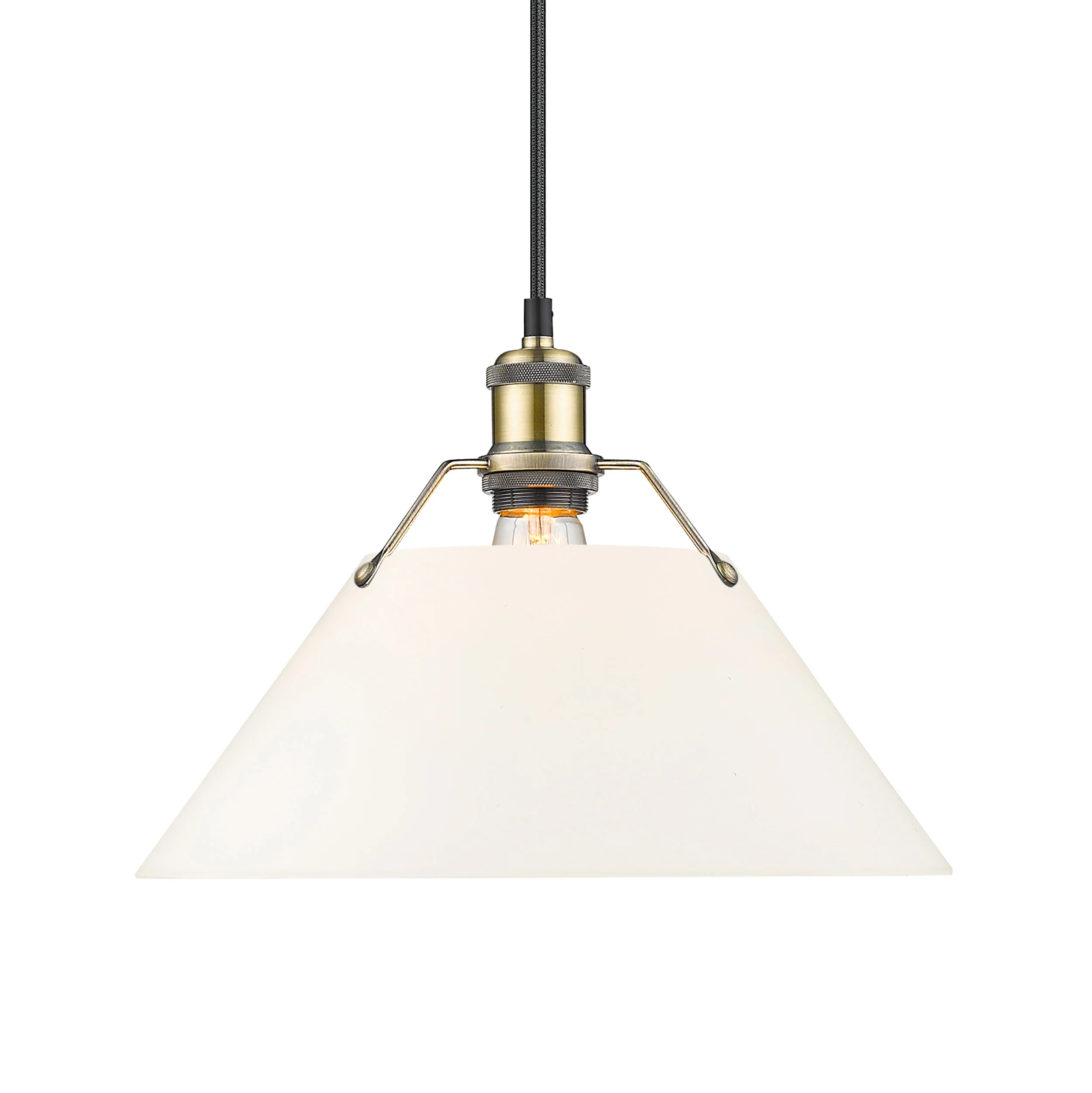 Orwell 1-light 14in Pendant in Aged Brass and Opal Glass