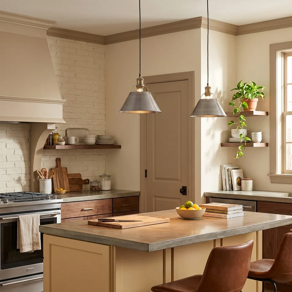 Orwell 1-light 14in Pendant in Aged Brass and Pewter shade - Image 3