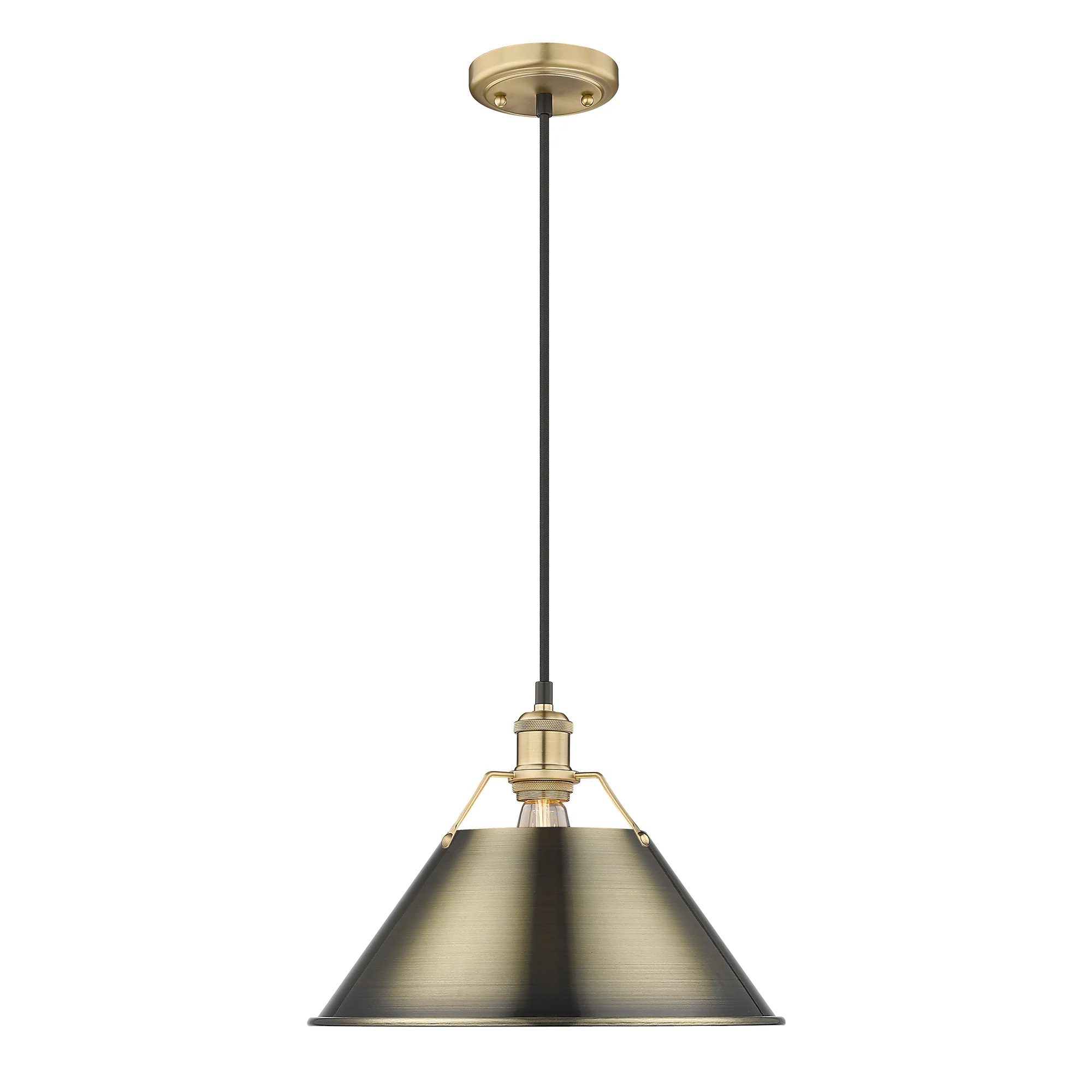 Orwell 1-light 14in Pendant in Brushed Champagne Brass and Aged Brass shade - Image 2
