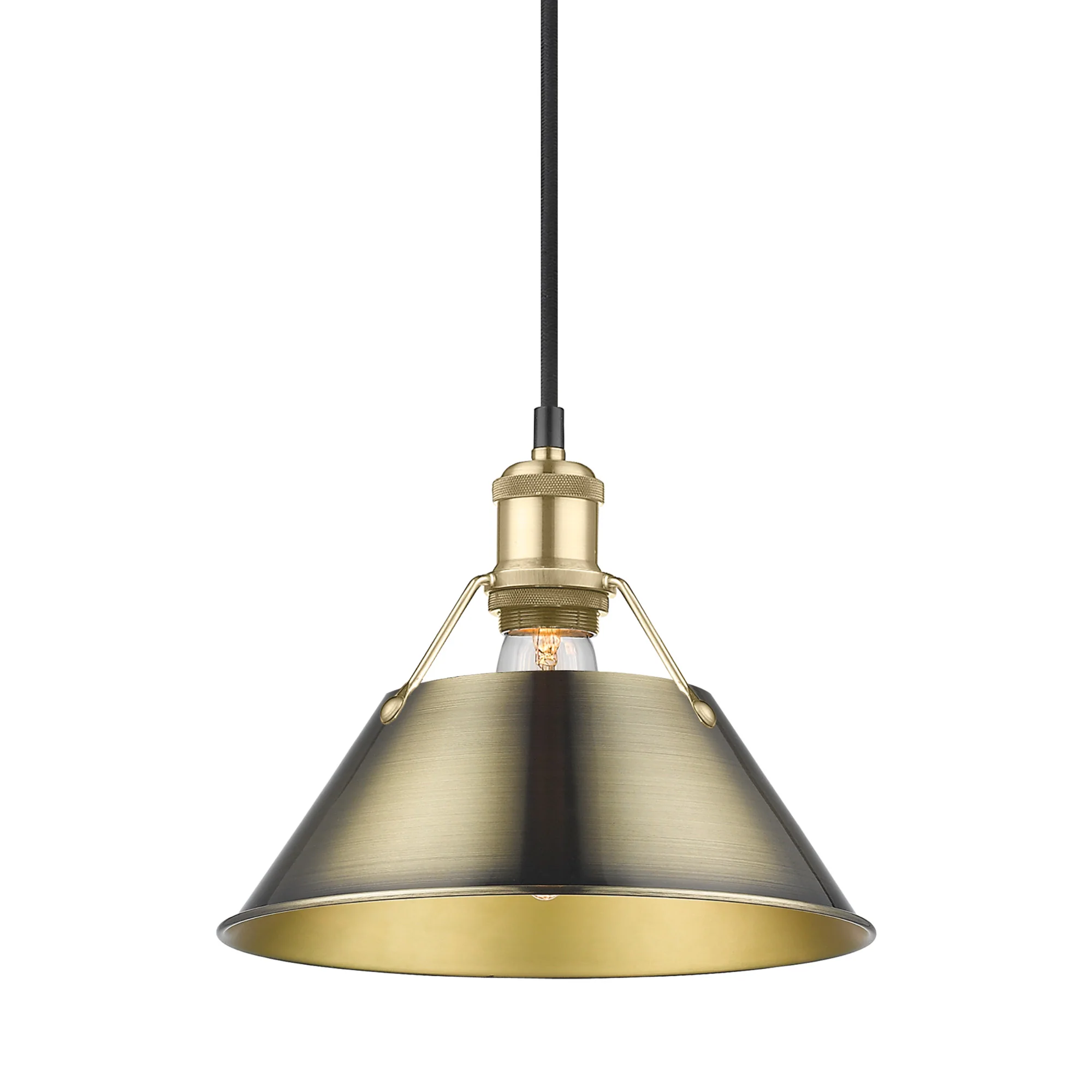 Orwell 1-light 14in Pendant in Brushed Champagne Brass and Aged Brass shade - Image 3