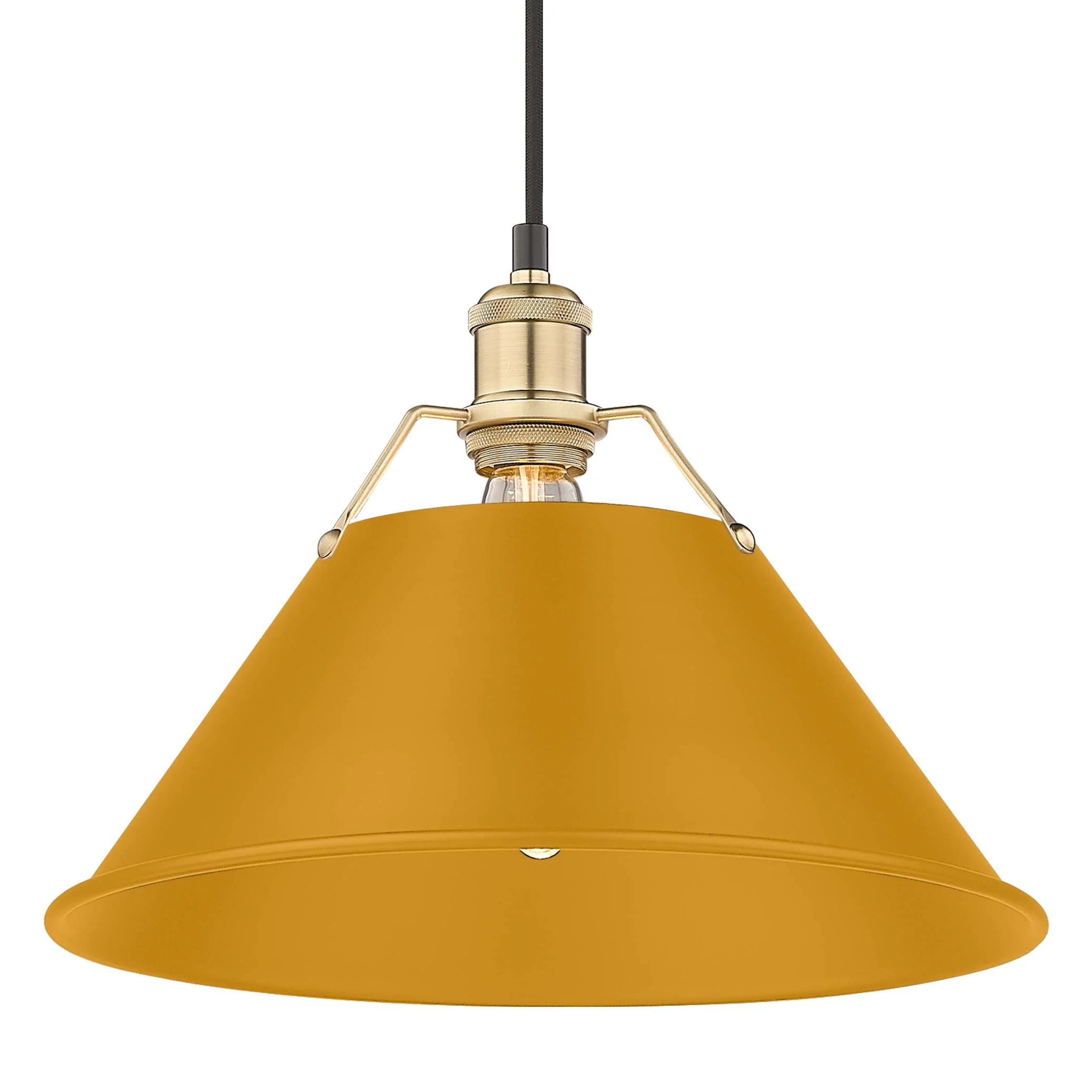 Orwell 1-light 14in Pendant in Brushed Champagne Brass and Auric Yellow shade