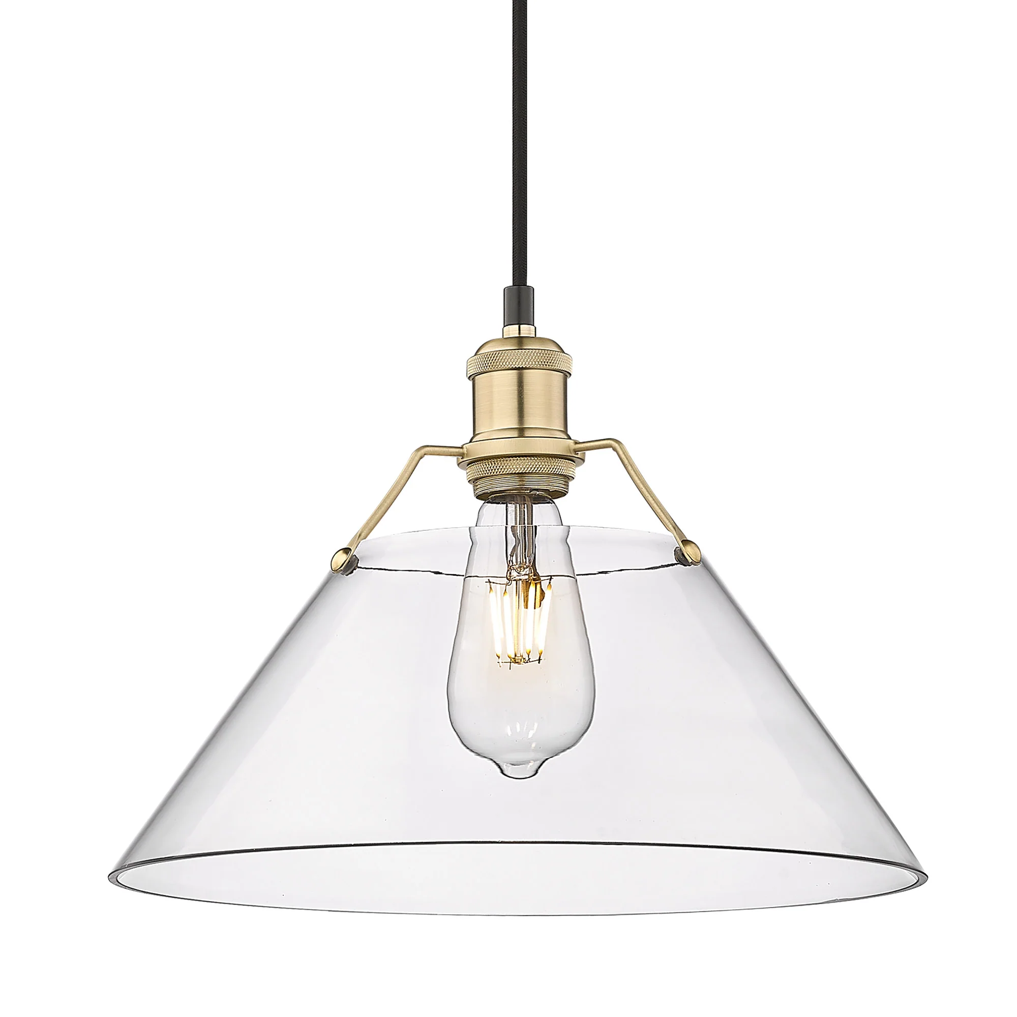 Orwell 1-light 14in Pendant in Brushed Champagne Brass and Clear Glass