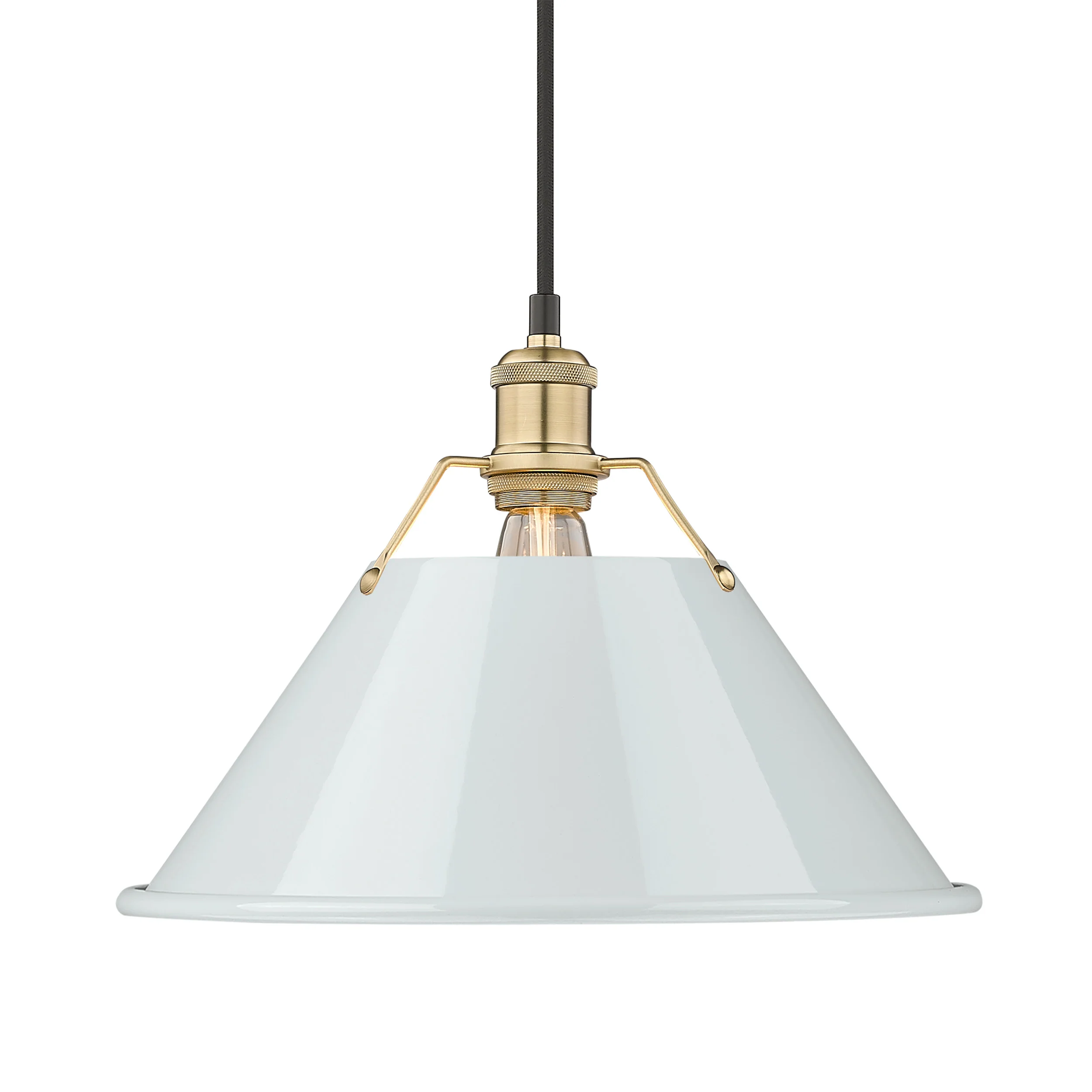 Orwell 1-light 14in Pendant in Brushed Champagne Brass and Dusky Blue shade