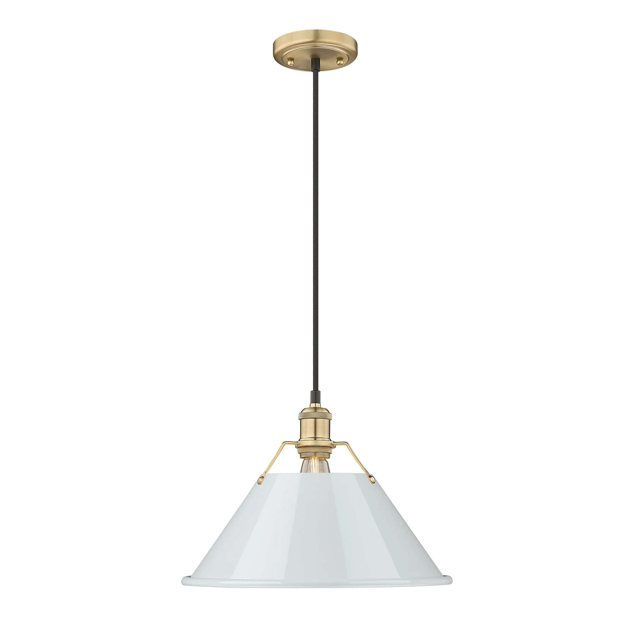 Orwell 1-light 14in Pendant in Brushed Champagne Brass and Dusky Blue shade - Image 2