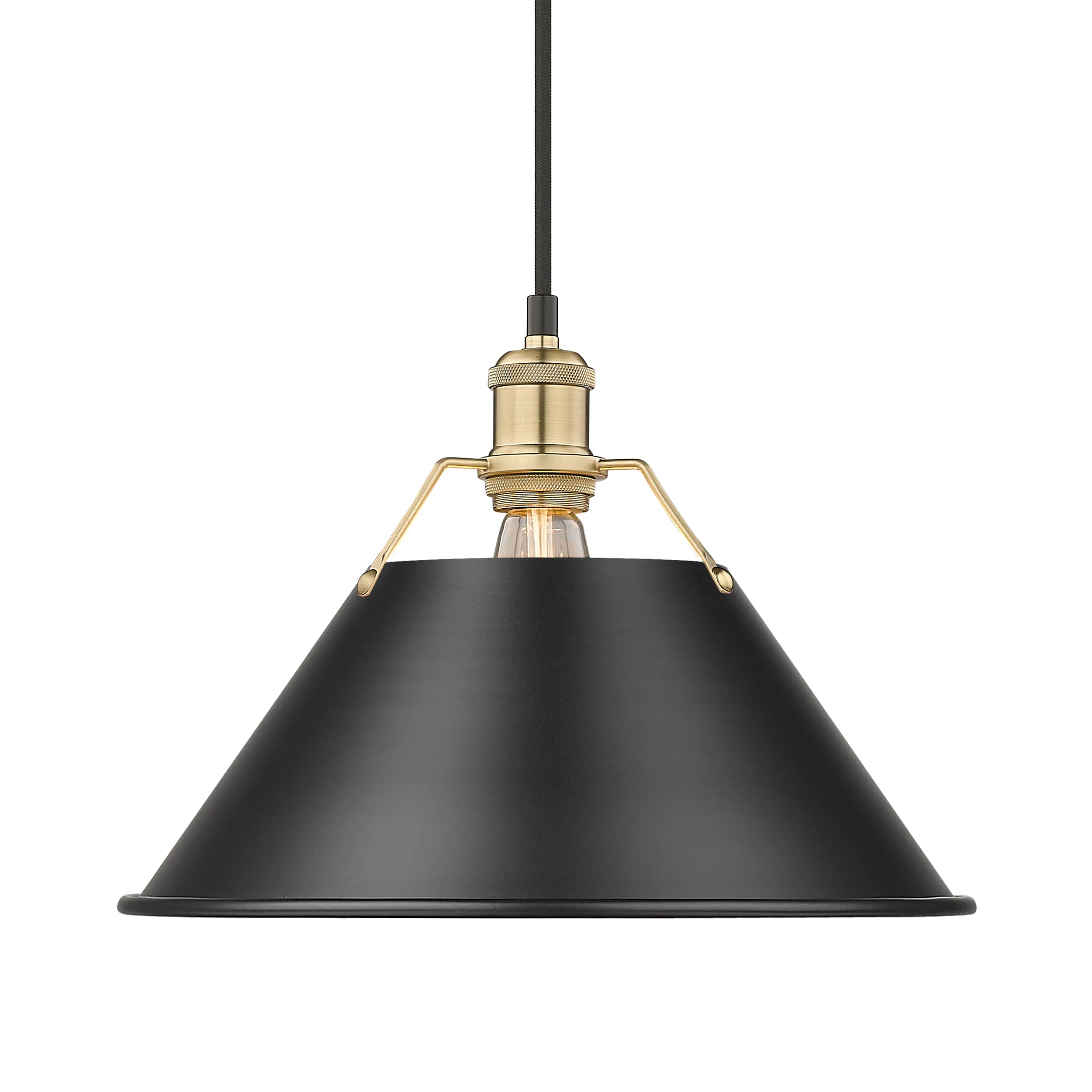 Orwell 1-light 14in Pendant in Brushed Champagne Brass and Matte Black shade