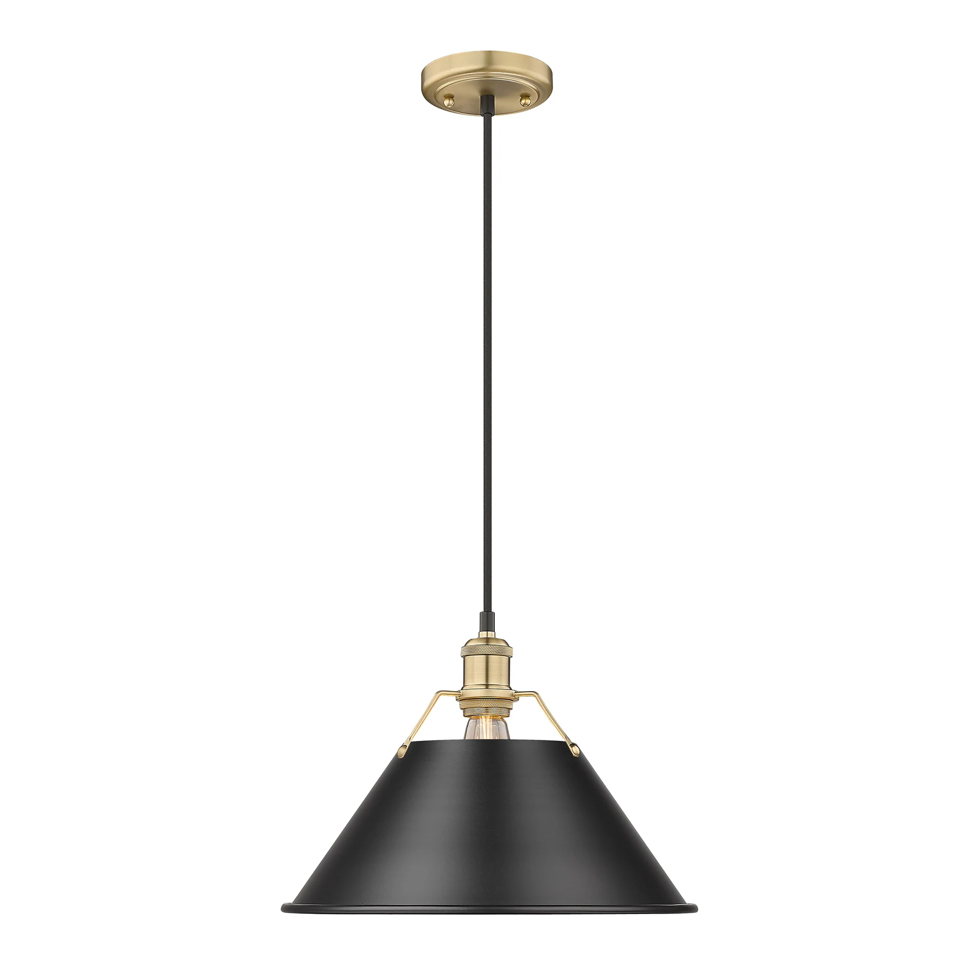 Orwell 1-light 14in Pendant in Brushed Champagne Brass and Matte Black shade - Image 2
