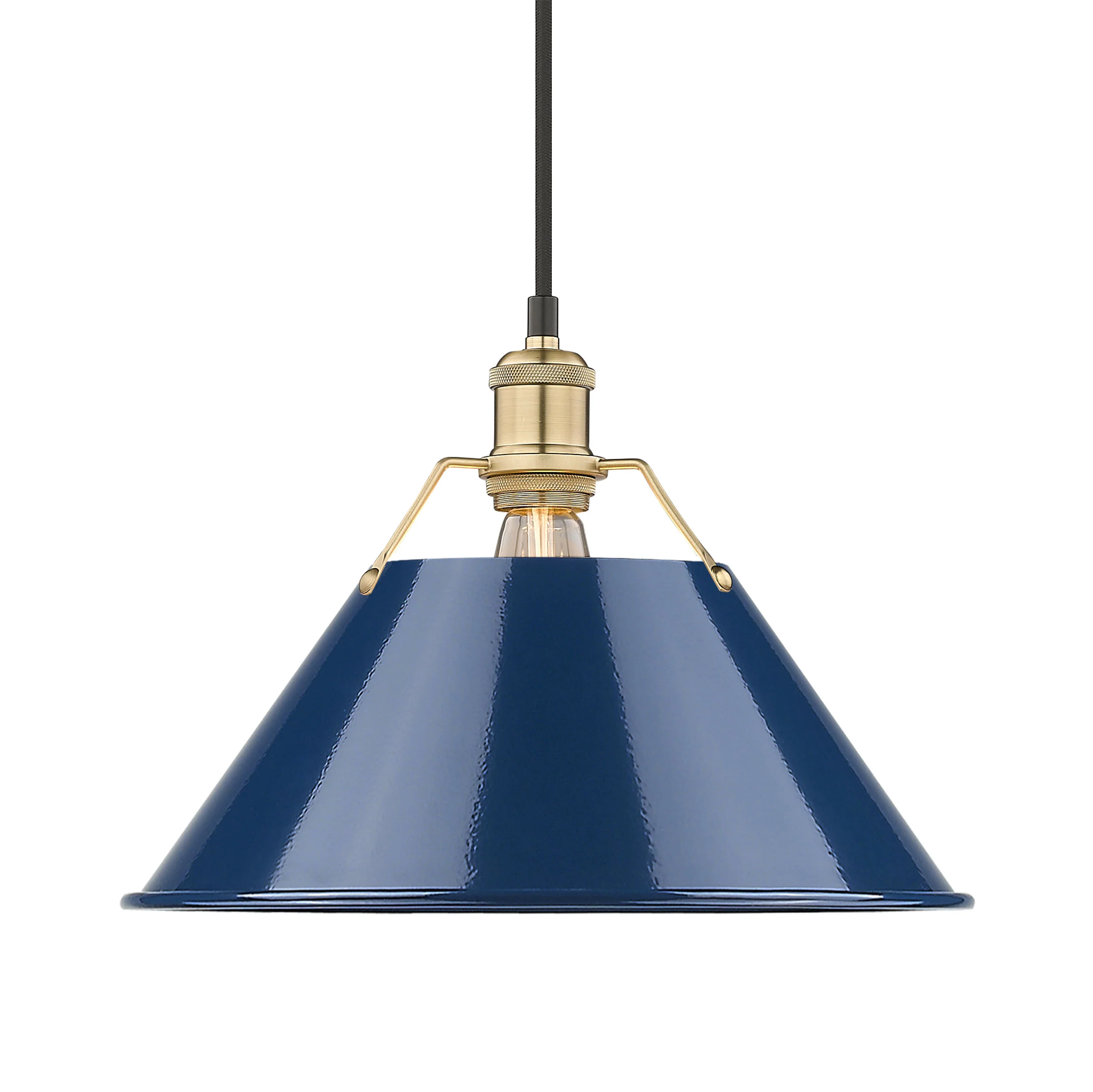 Orwell 1-light 14in Pendant in Brushed Champagne Brass and Navy Blue shade