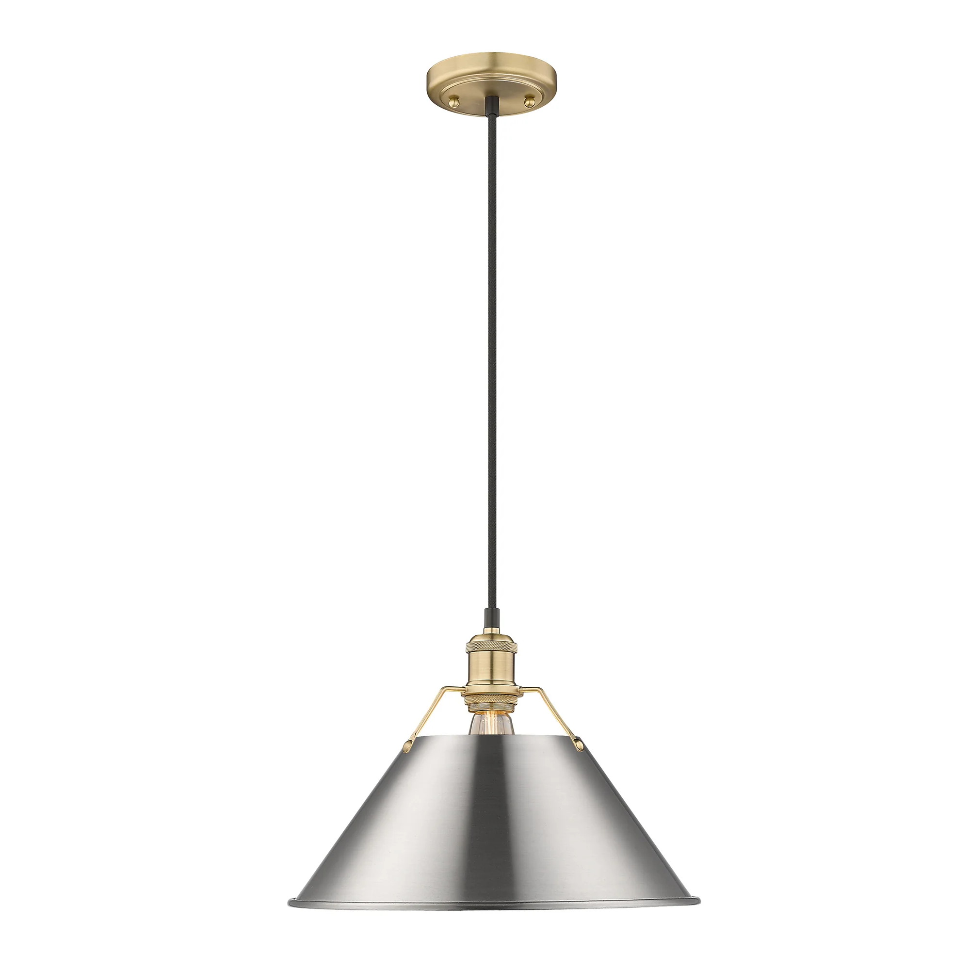 Orwell 1-light 14in Pendant in Brushed Champagne Brass and Pewter shade - Image 2