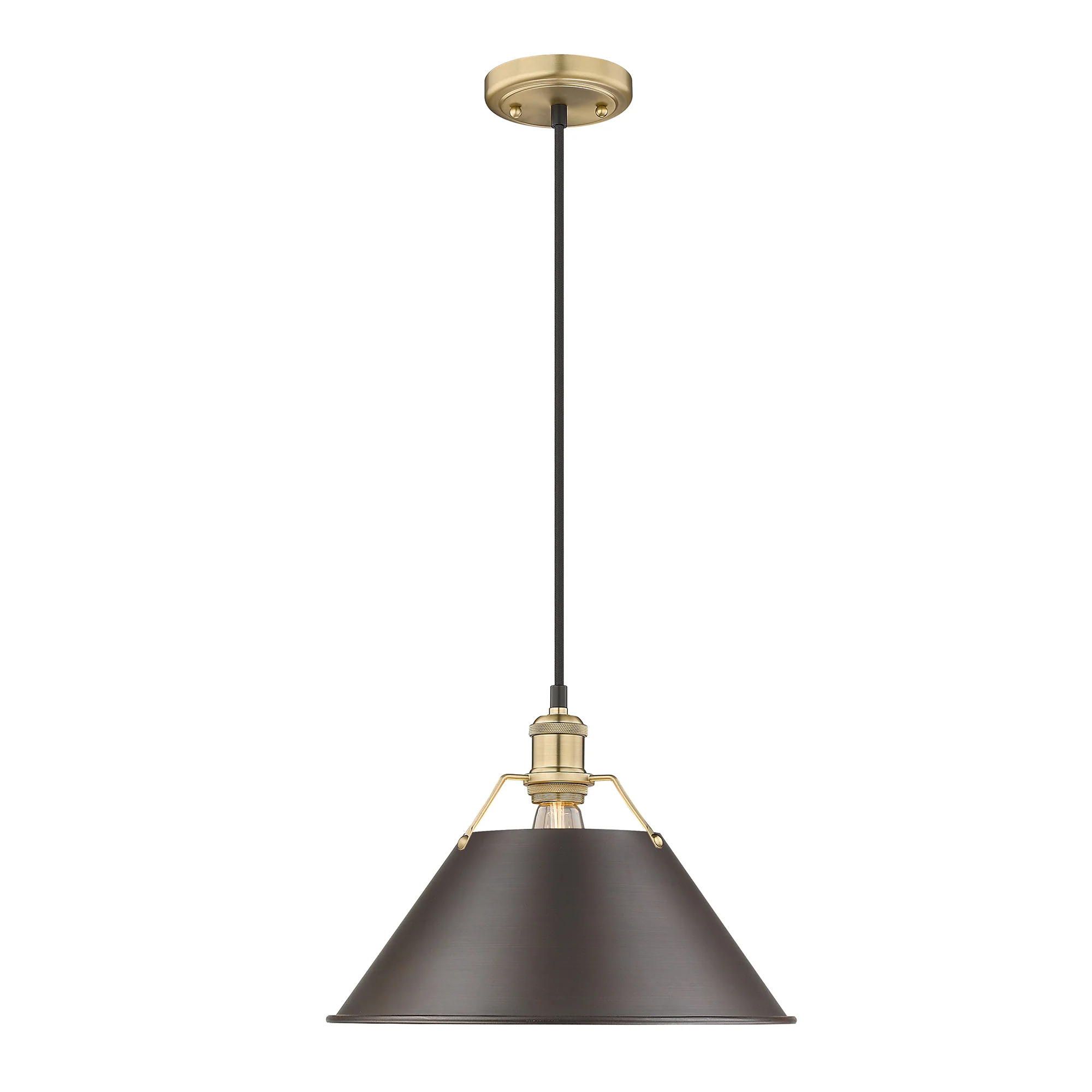 Orwell 1-light 14in Pendant in Brushed Champagne Brass and Rubbed Bronze shade - Image 2
