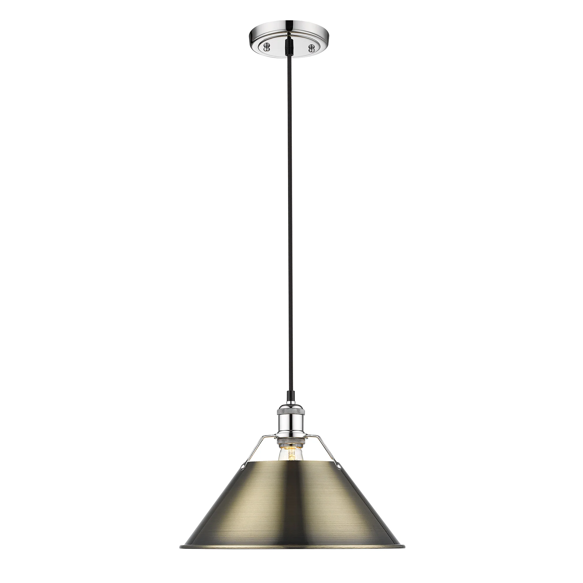 Orwell 1-light 14in Pendant in Chrome and Aged Brass shade - Image 2