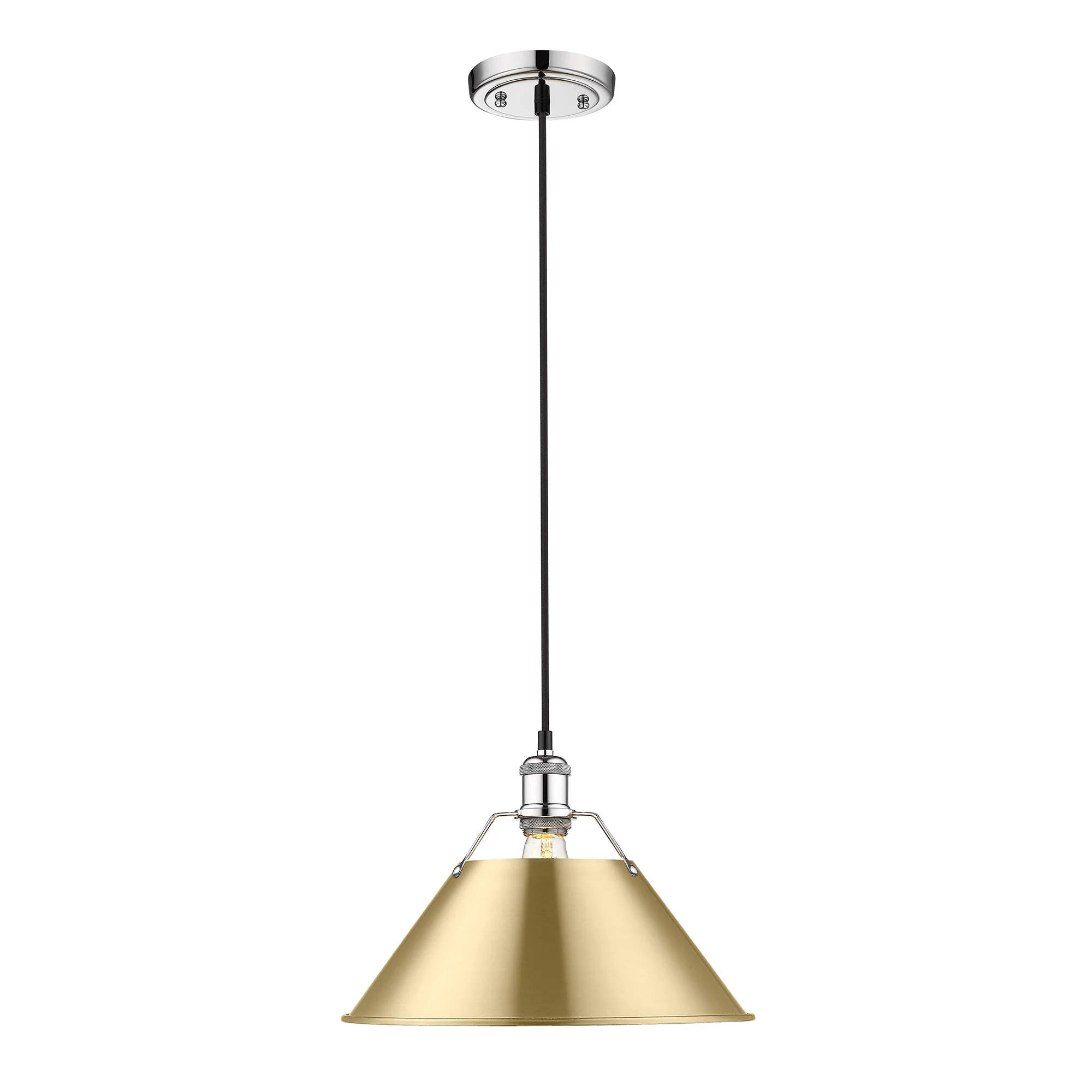 Orwell 1-light 14in Pendant in Chrome and Brushed Champagne Brass shade - Image 2