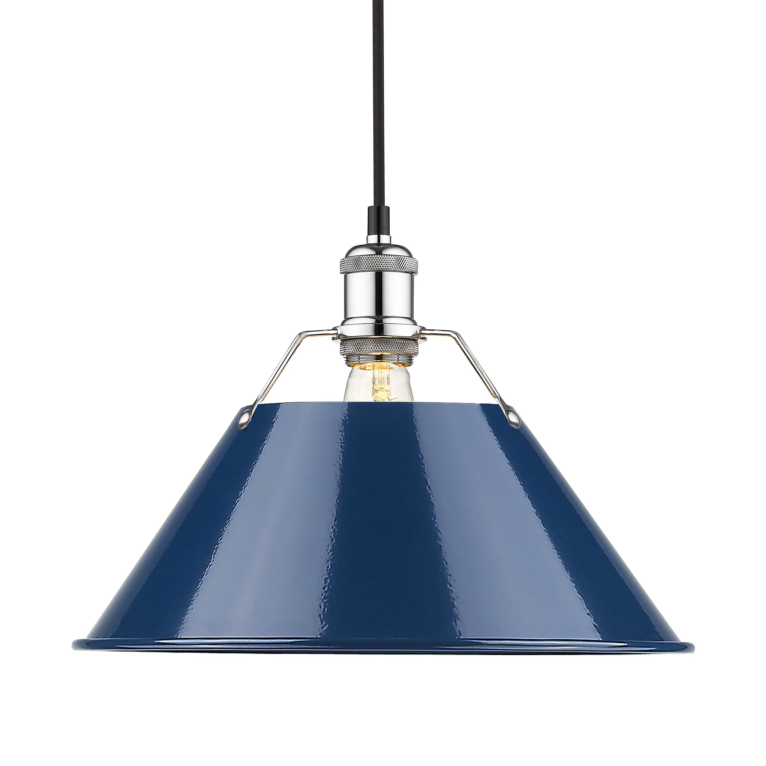 Orwell 1-light 14in Pendant in Chrome and Navy Blue shade