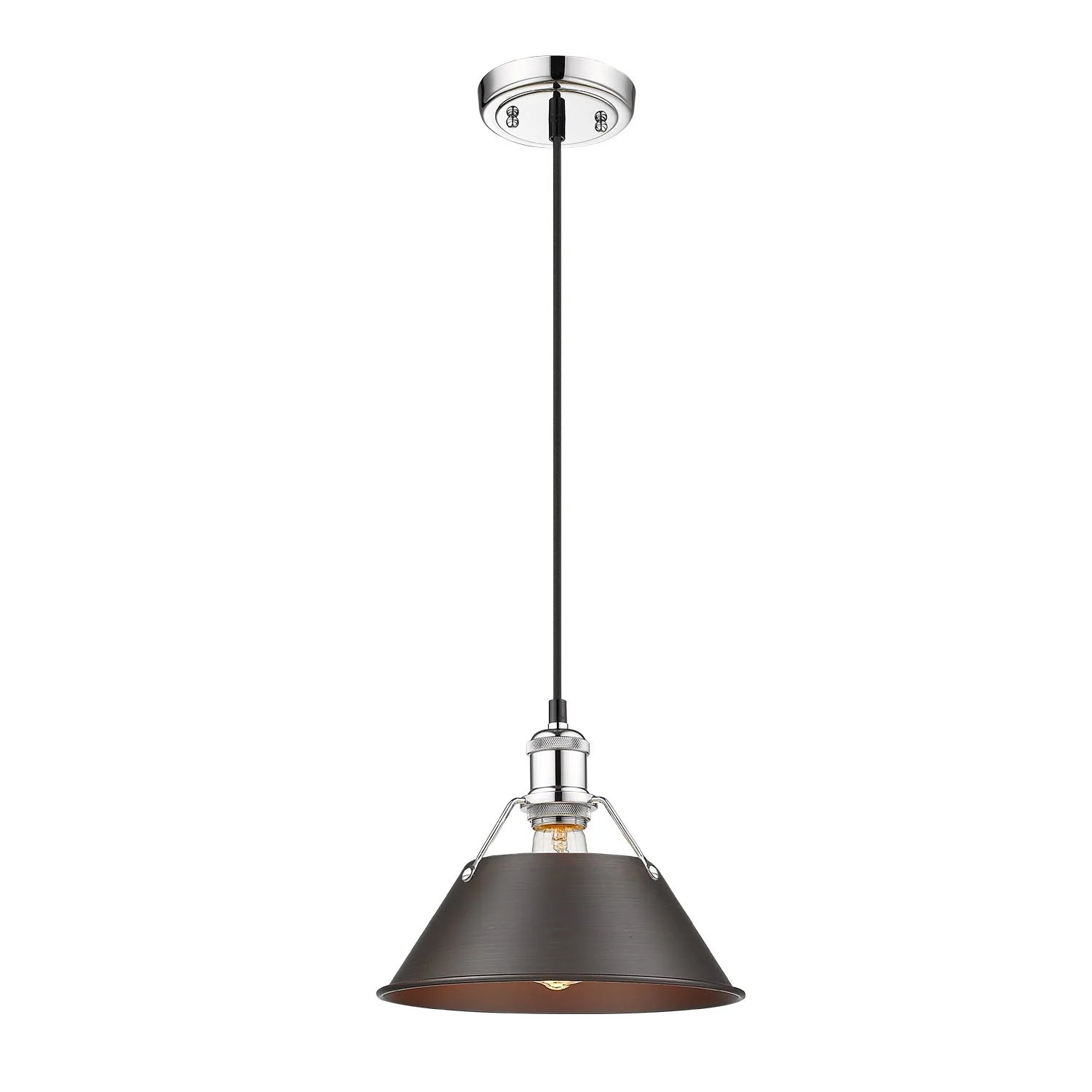 Orwell 1-light 14in Pendant in Chrome and Rubbed Bronze shade - Image 3