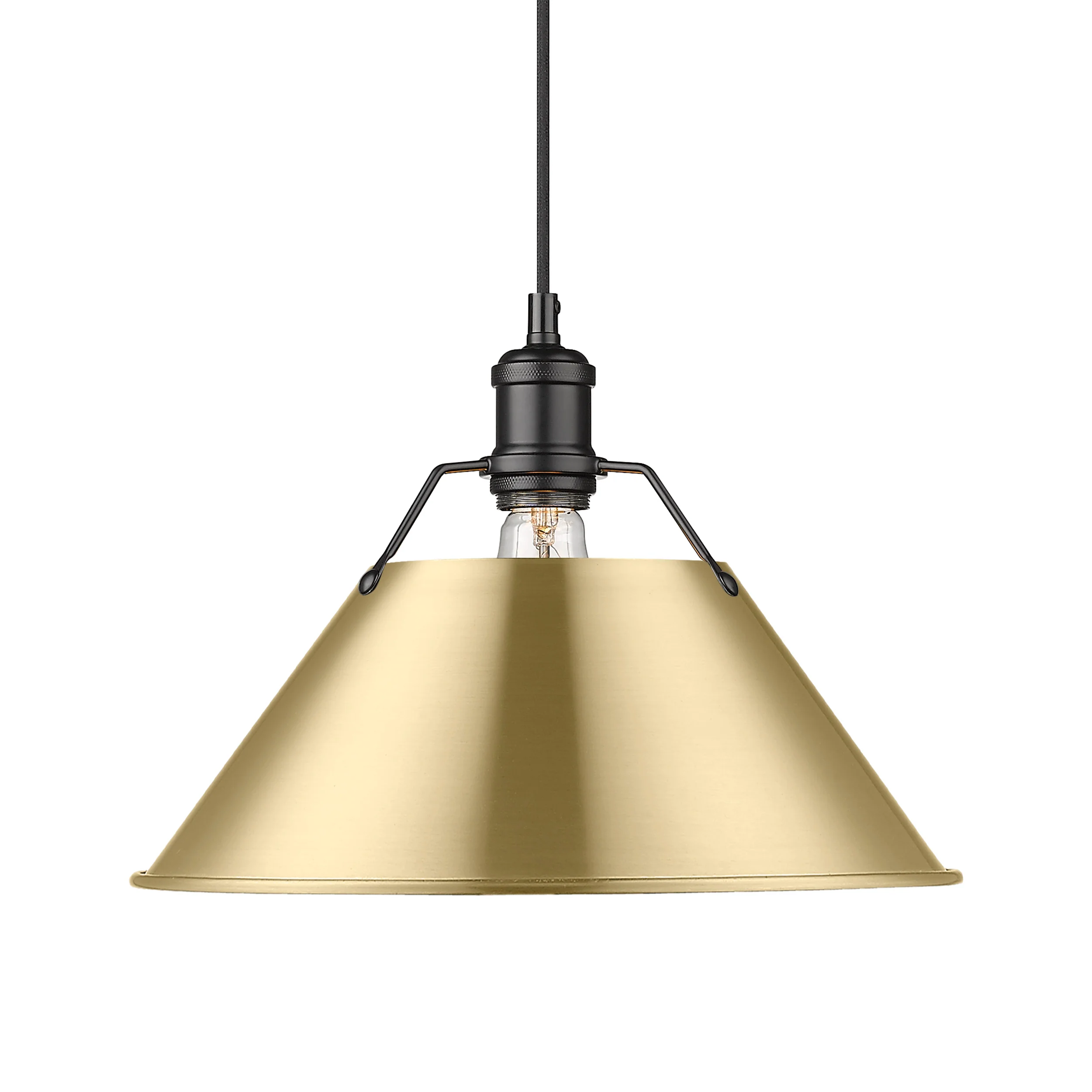 Orwell 1-light 14in Pendant in Matte Black and Brushed Champagne Brass shade