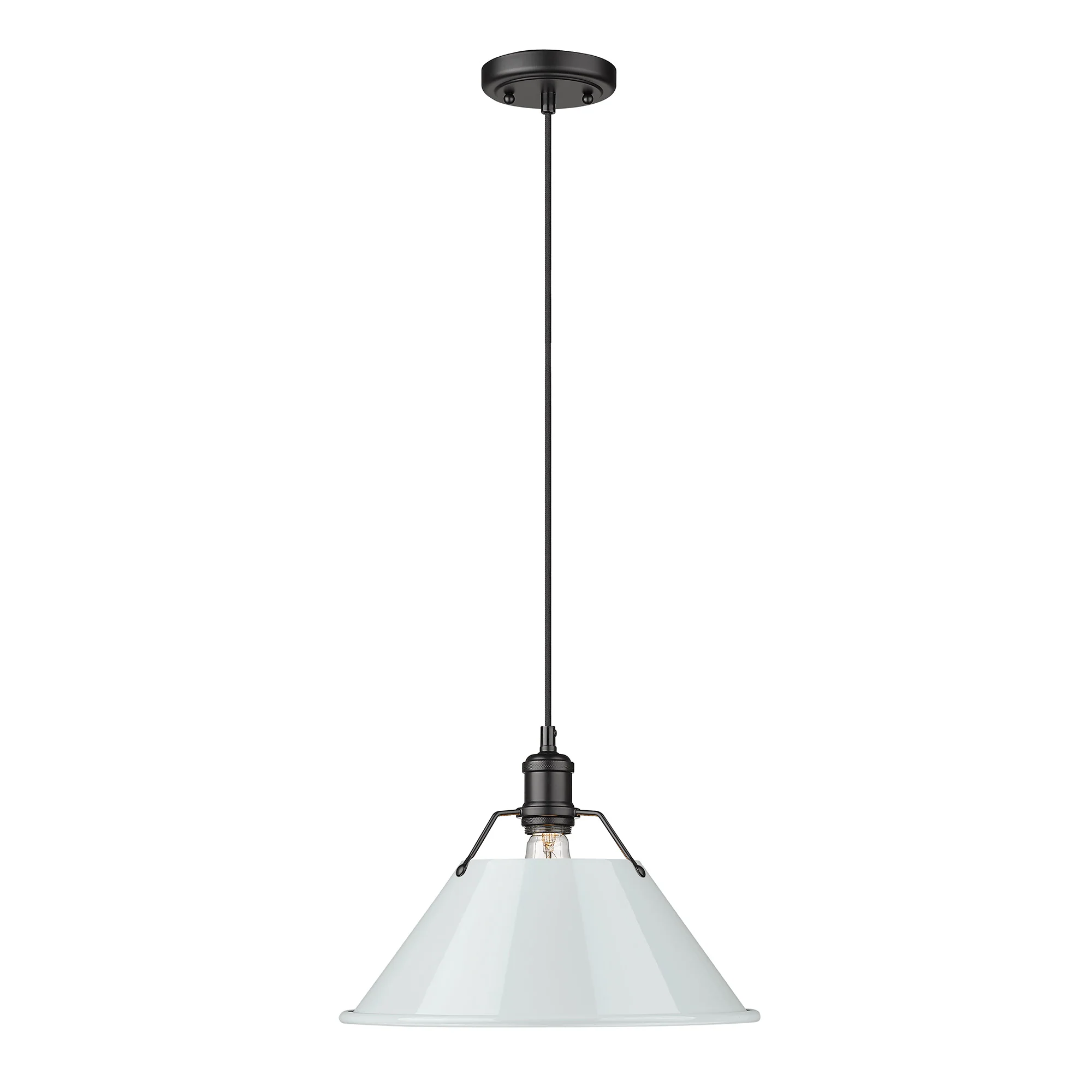 Orwell 1-light 14in Pendant in Matte Black and Dusky Blue shade - Image 2