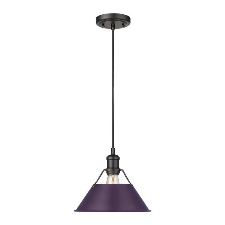 Orwell 1-light 14in Pendant in Matte Black and Exotic Purple shade - Image 2