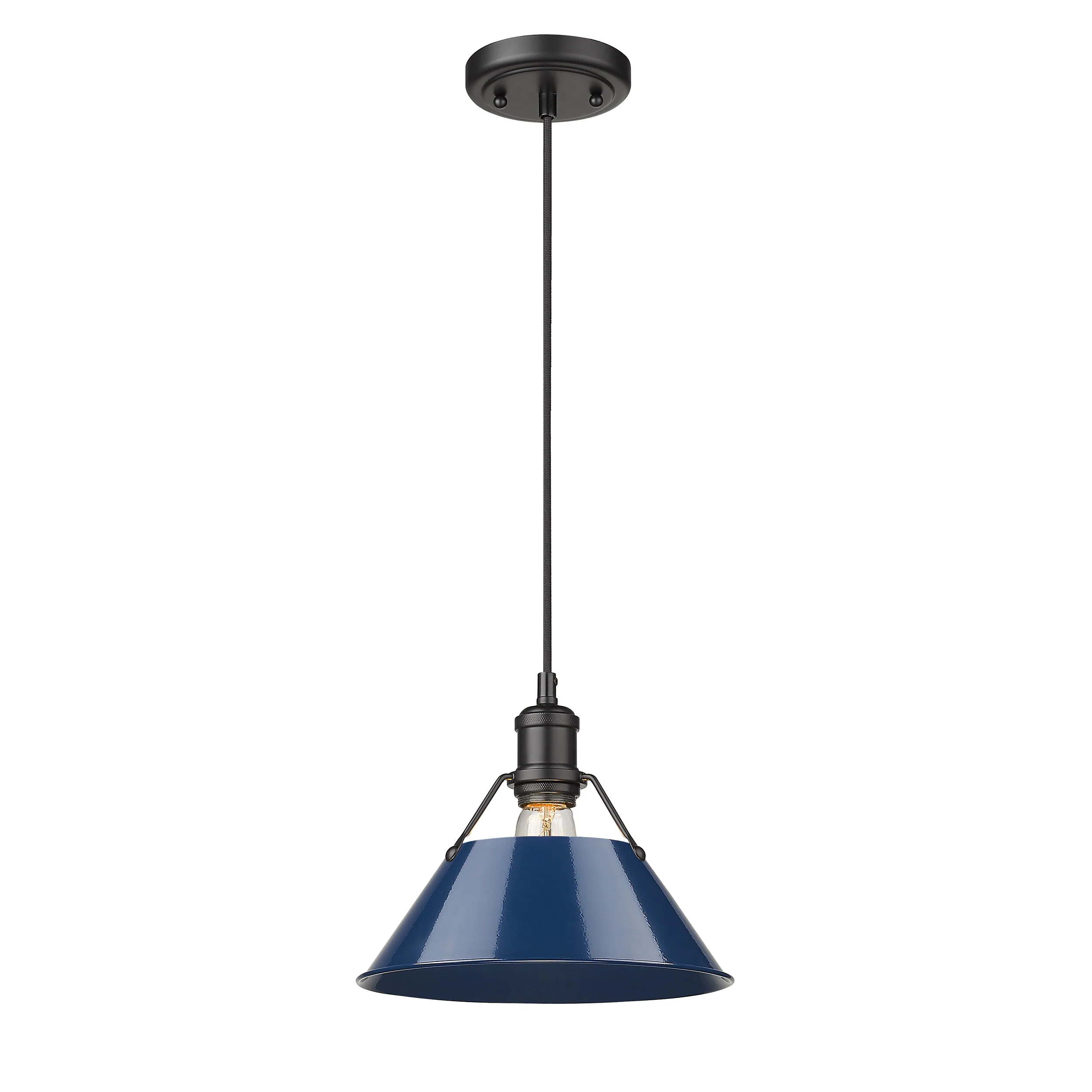 Orwell 1-light 14in Pendant in Matte Black and Navy Blue shade - Image 2