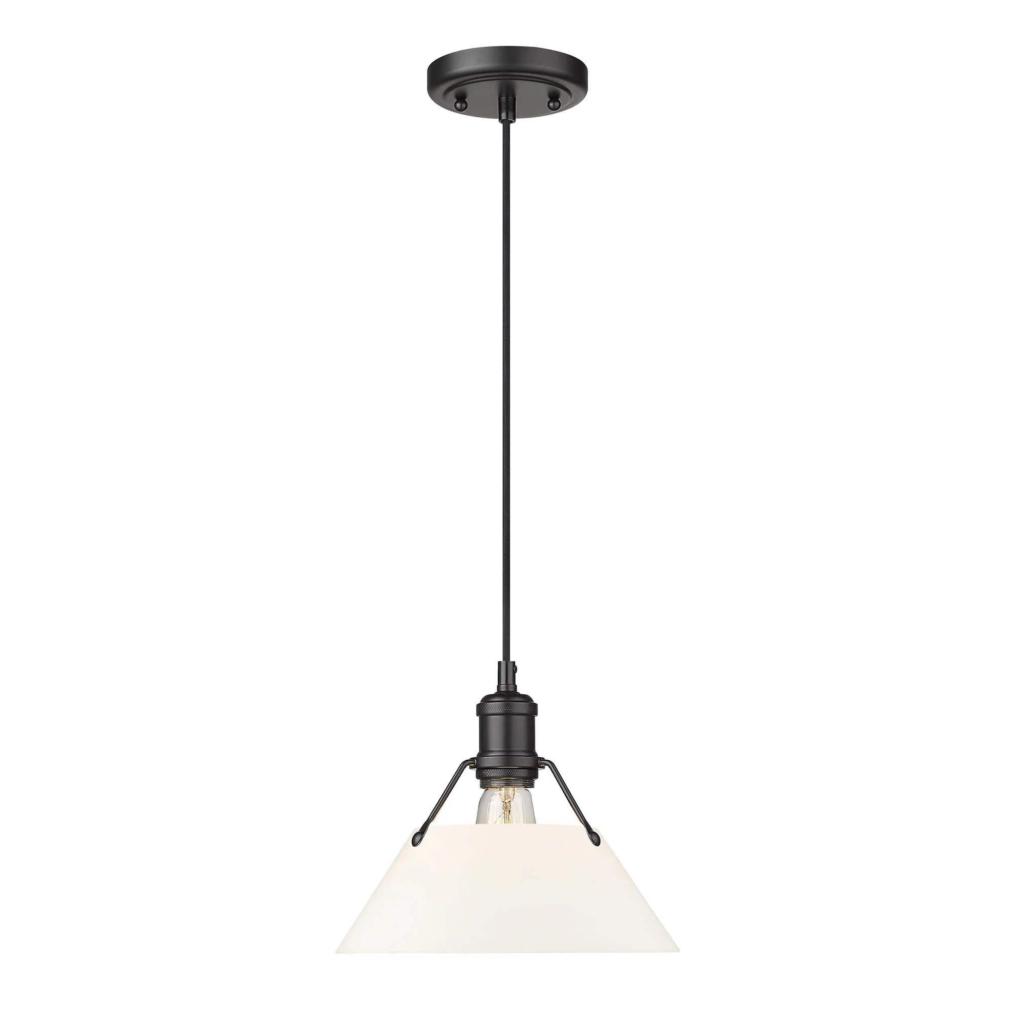 Orwell 1-light 14in Pendant in Matte Black and Opal Glass - Image 2