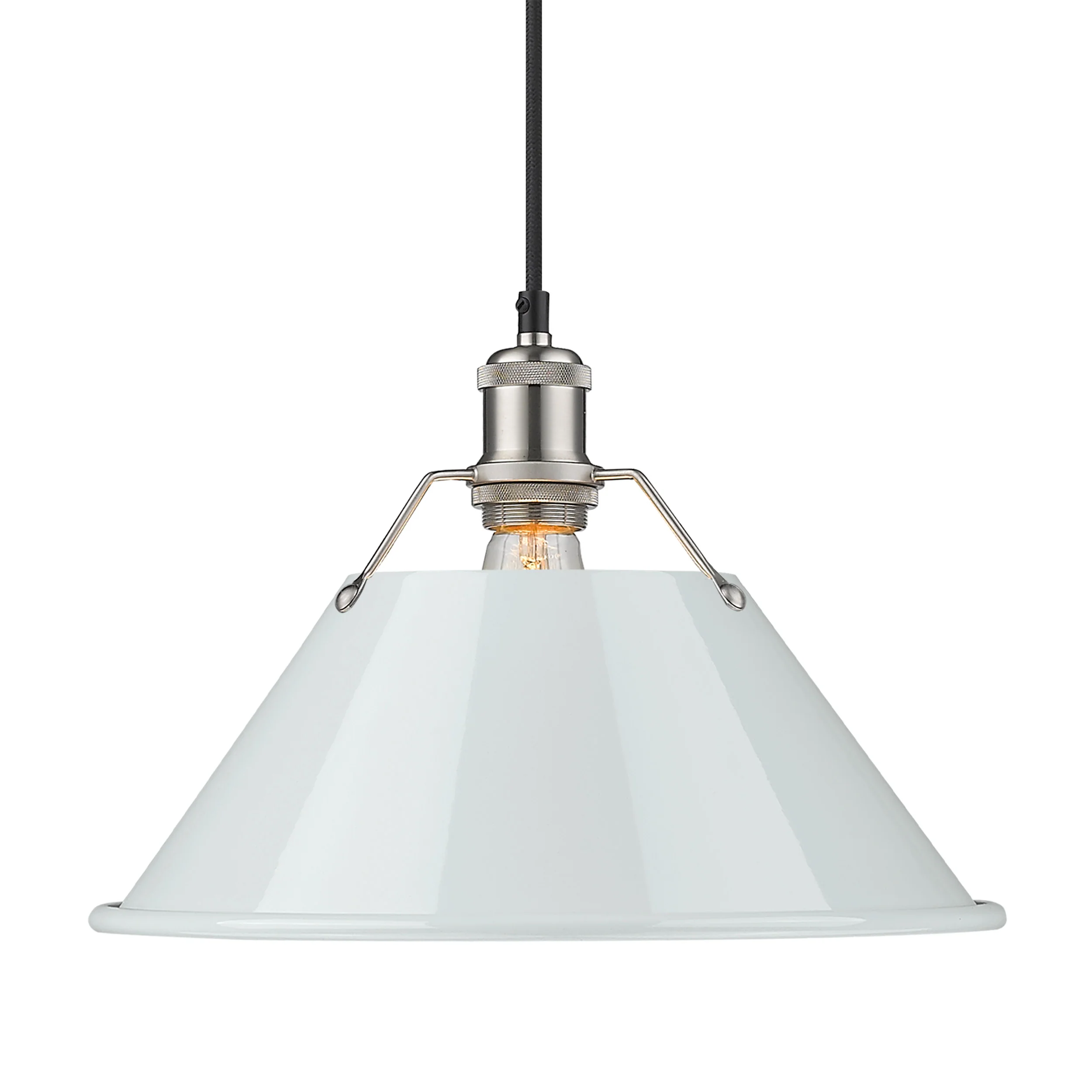 Orwell 1-light 14in Pendant in Pewter and Dusky Blue shade