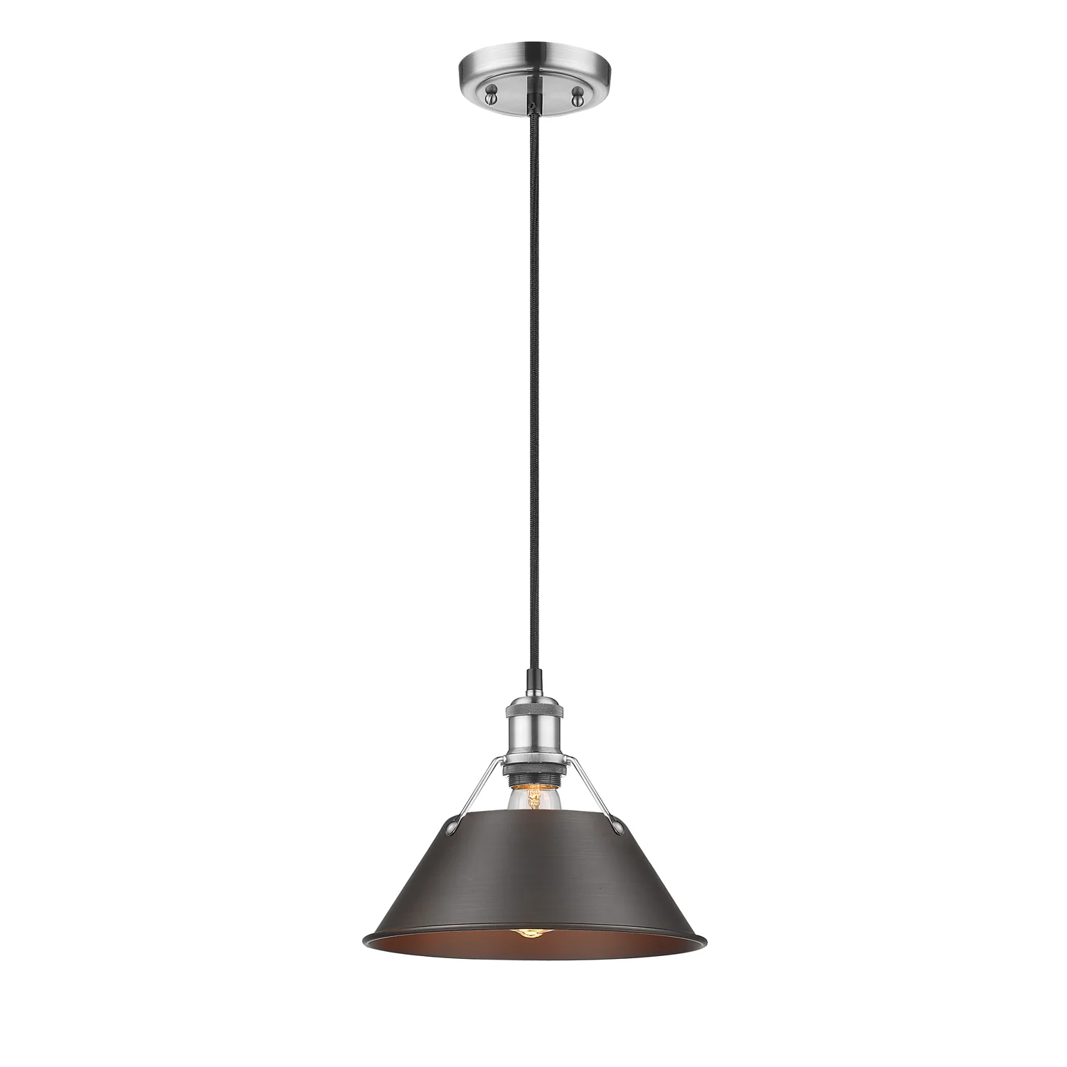 Orwell 1-light 14in Pendant in Pewter and Rubbed Bronze shade - Image 3
