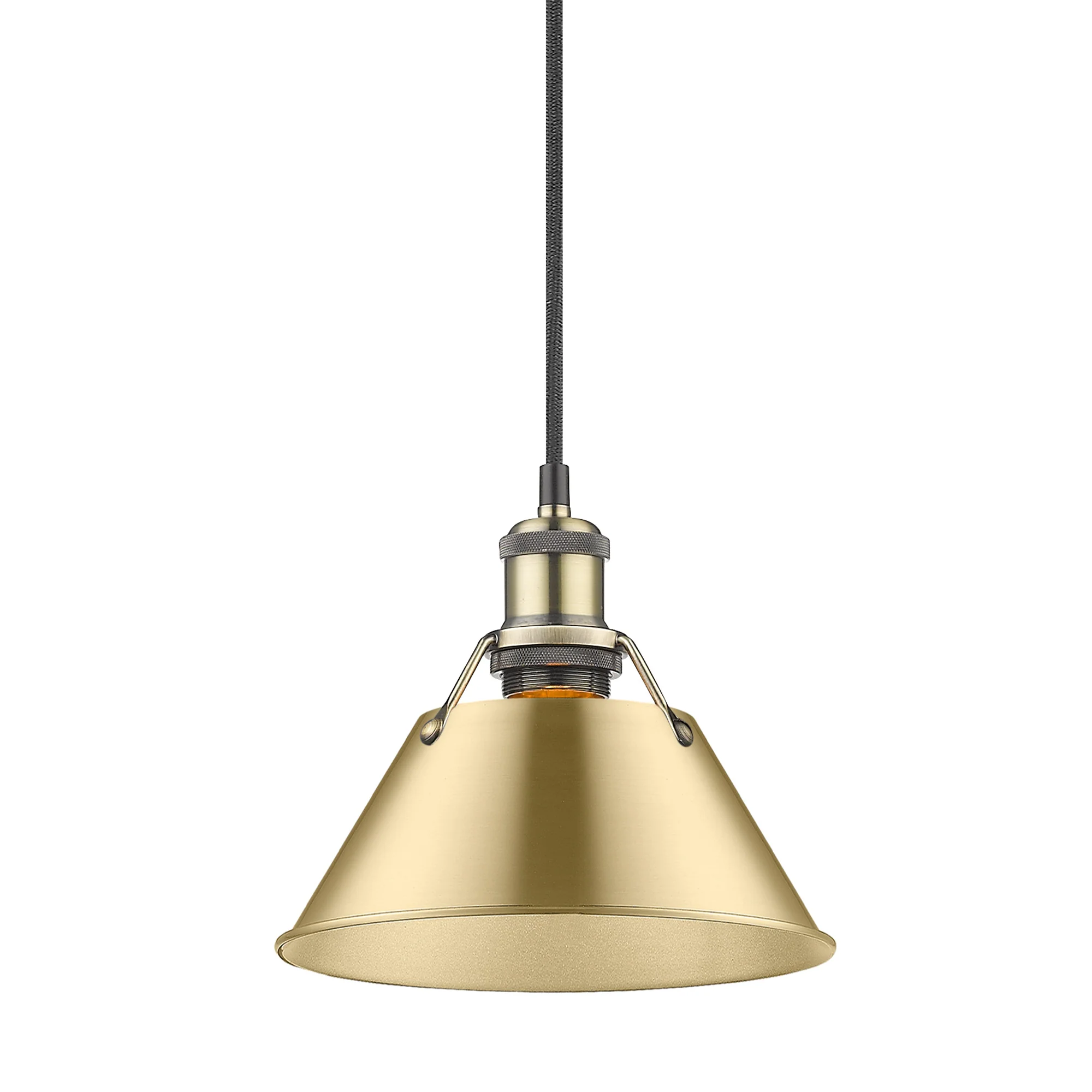 Orwell 1-light 8in Pendant in Aged Brass and Brushed Champagne Brass shade - Image 2