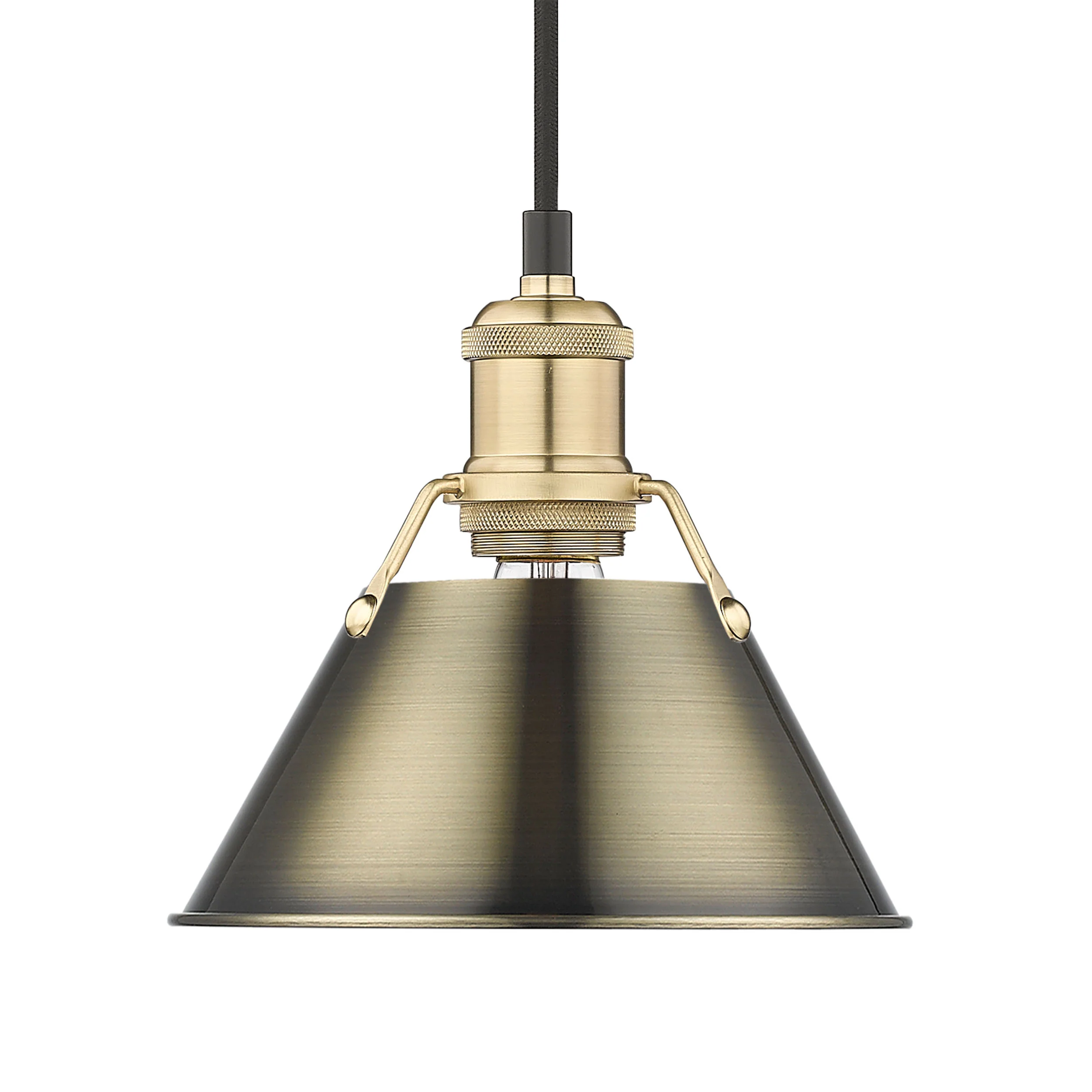 Orwell 1-light 8in Pendant in Brushed Champagne Brass and Aged Brass shade
