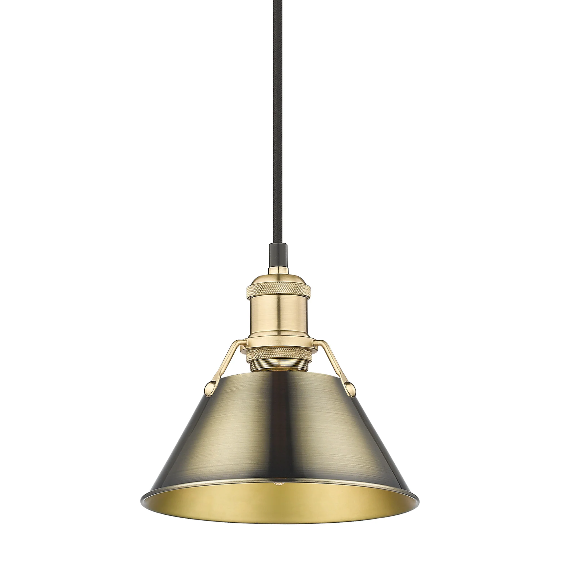 Orwell 1-light 8in Pendant in Brushed Champagne Brass and Aged Brass shade - Image 3
