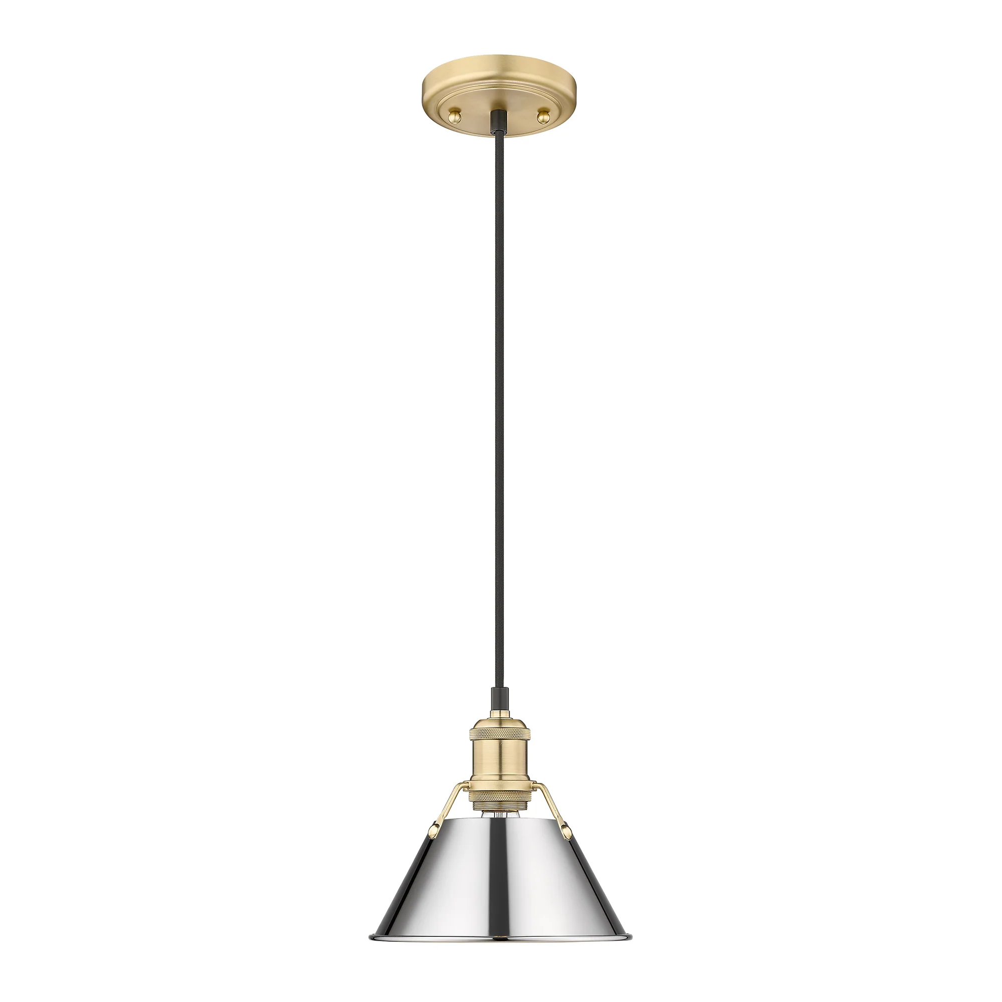 Orwell 1-light 8in Pendant in Brushed Champagne Brass and Chrome shade - Image 2