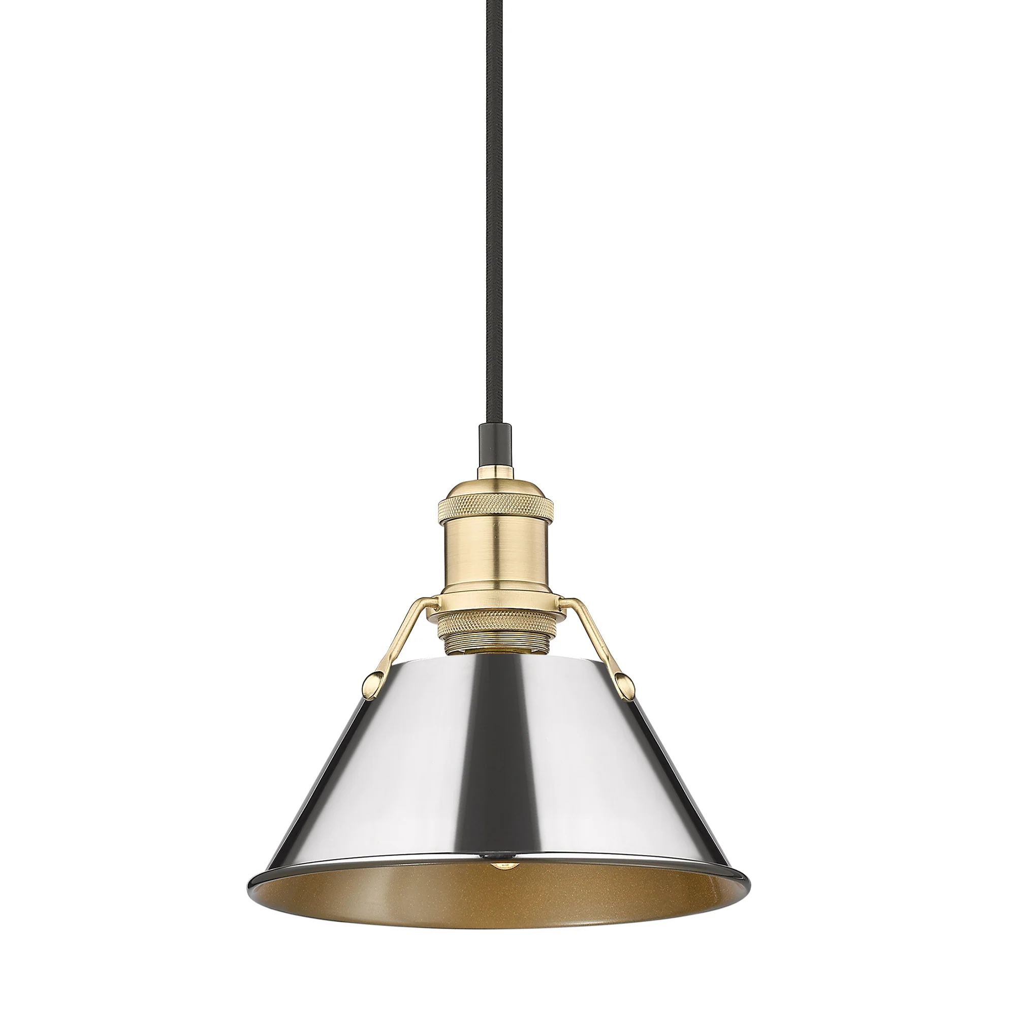 Orwell 1-light 8in Pendant in Brushed Champagne Brass and Chrome shade - Image 3