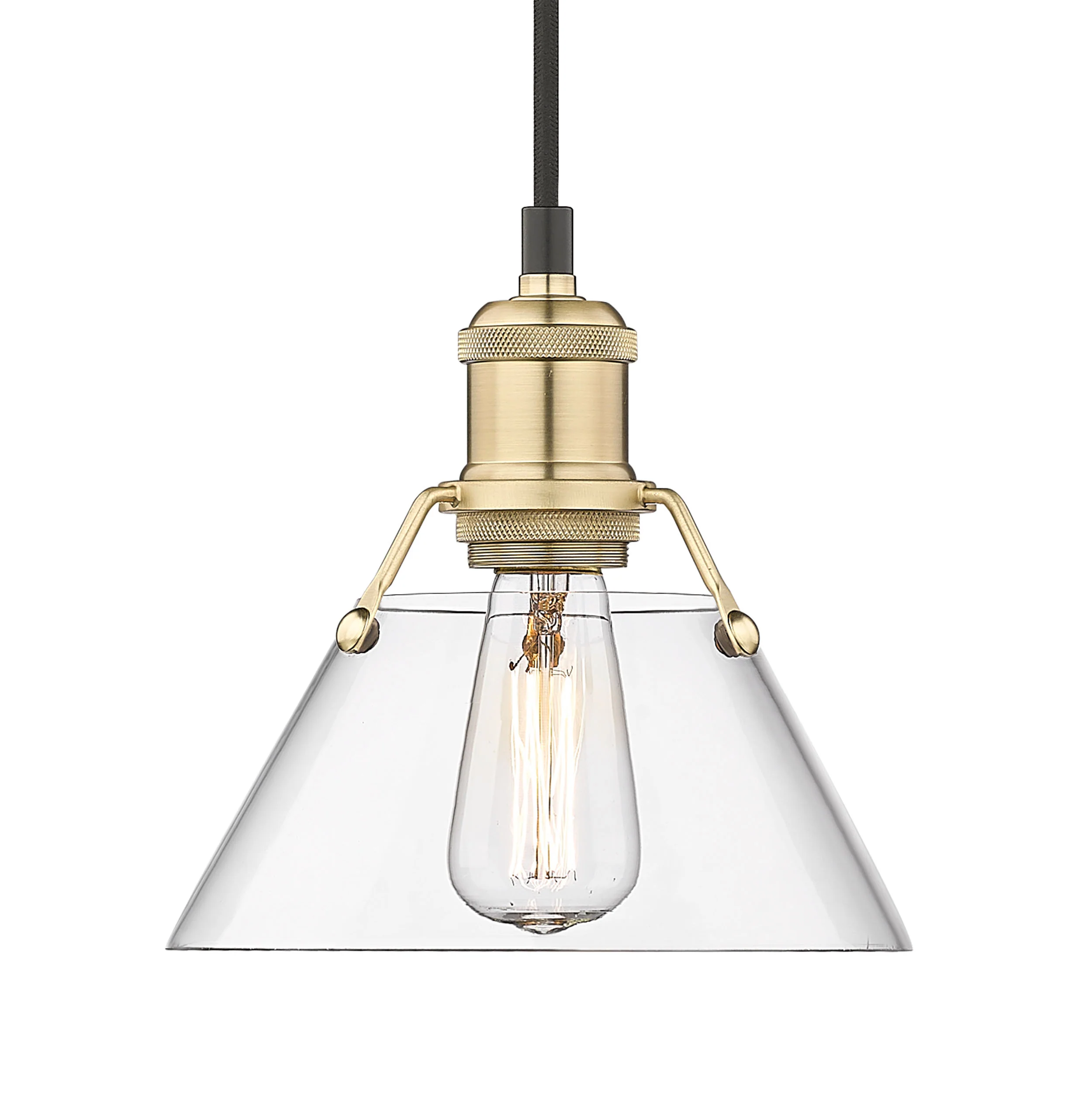 Orwell 1-light 8in Pendant in Brushed Champagne Brass and Clear Glass