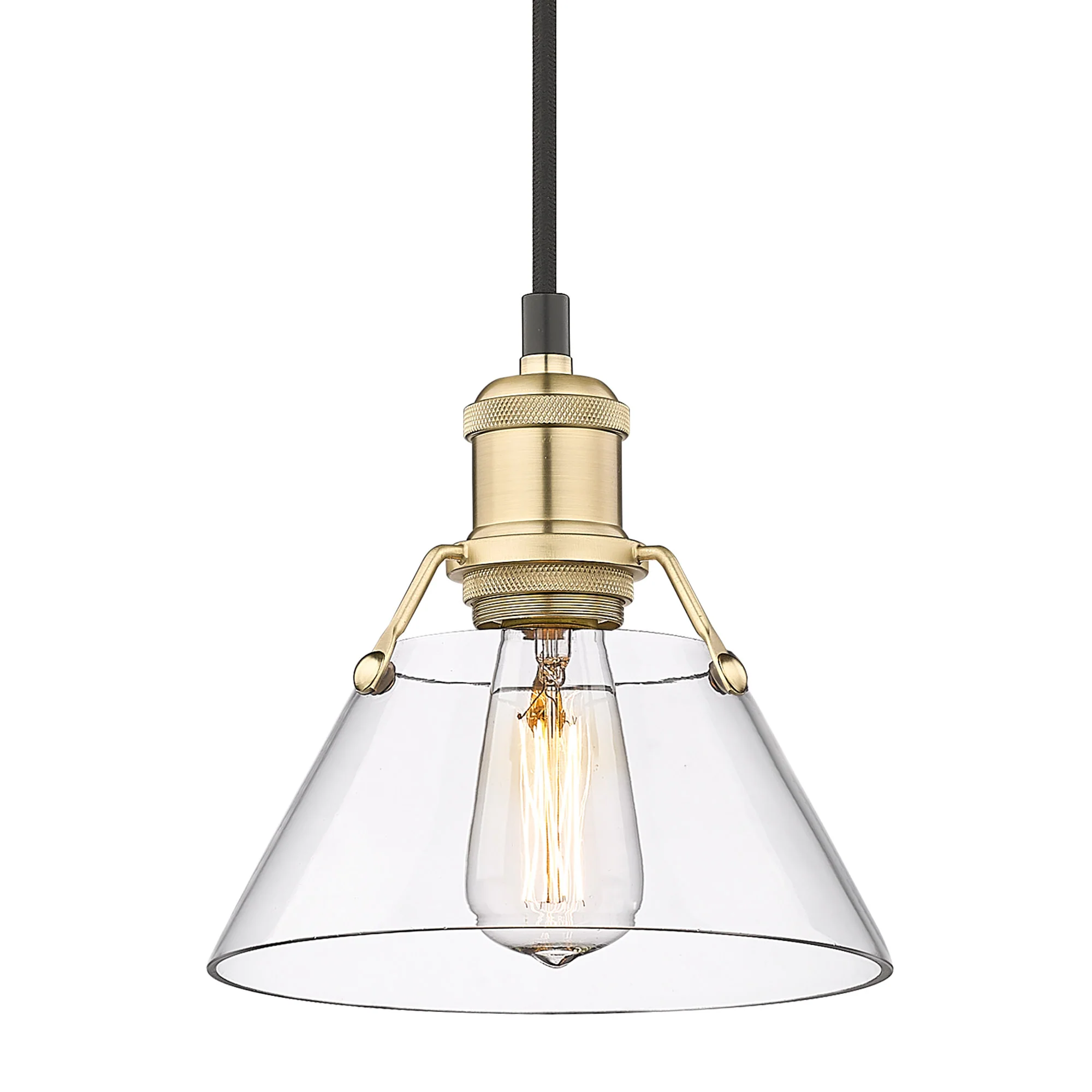 Orwell 1-light 8in Pendant in Brushed Champagne Brass and Clear Glass - Image 2