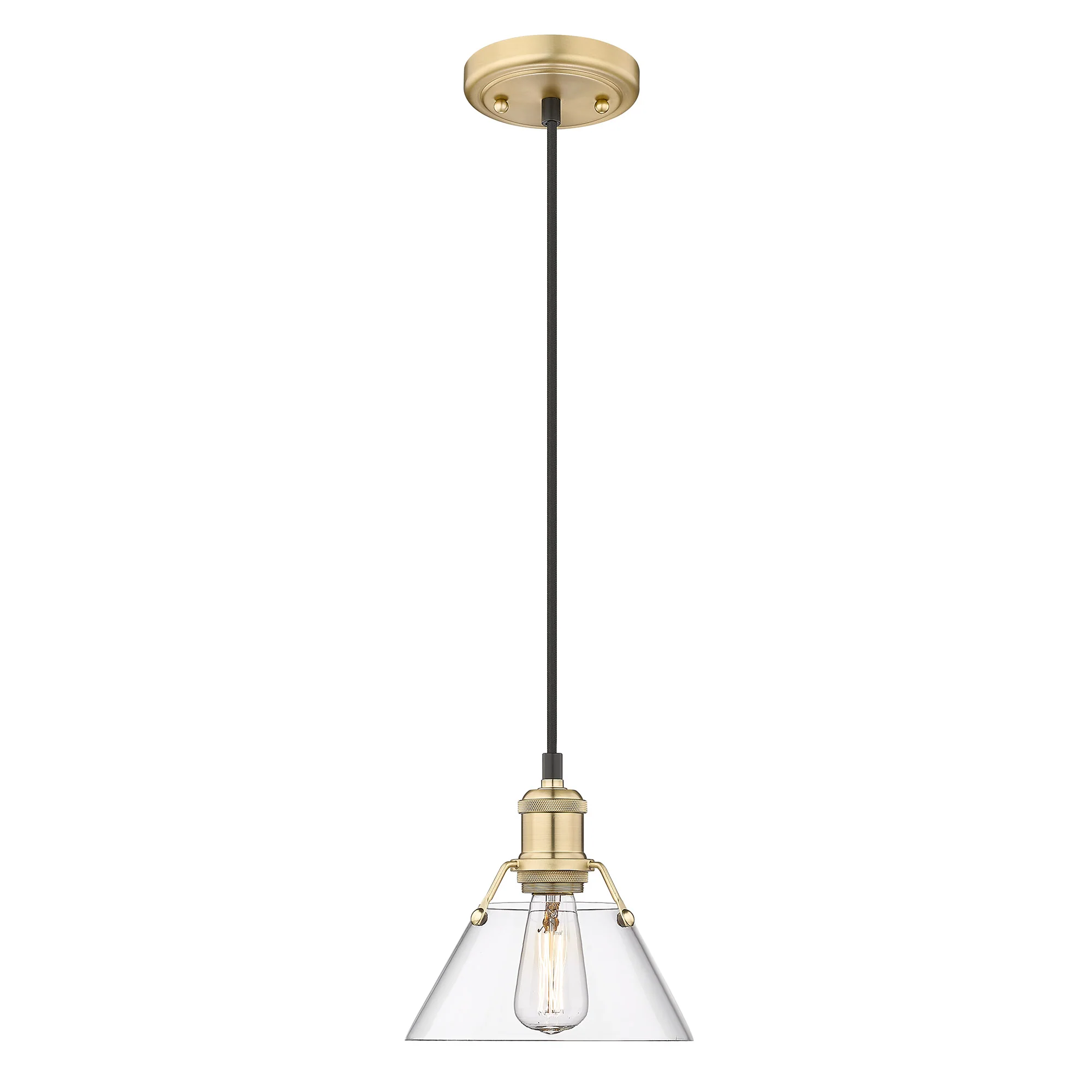 Orwell 1-light 8in Pendant in Brushed Champagne Brass and Clear Glass - Image 3