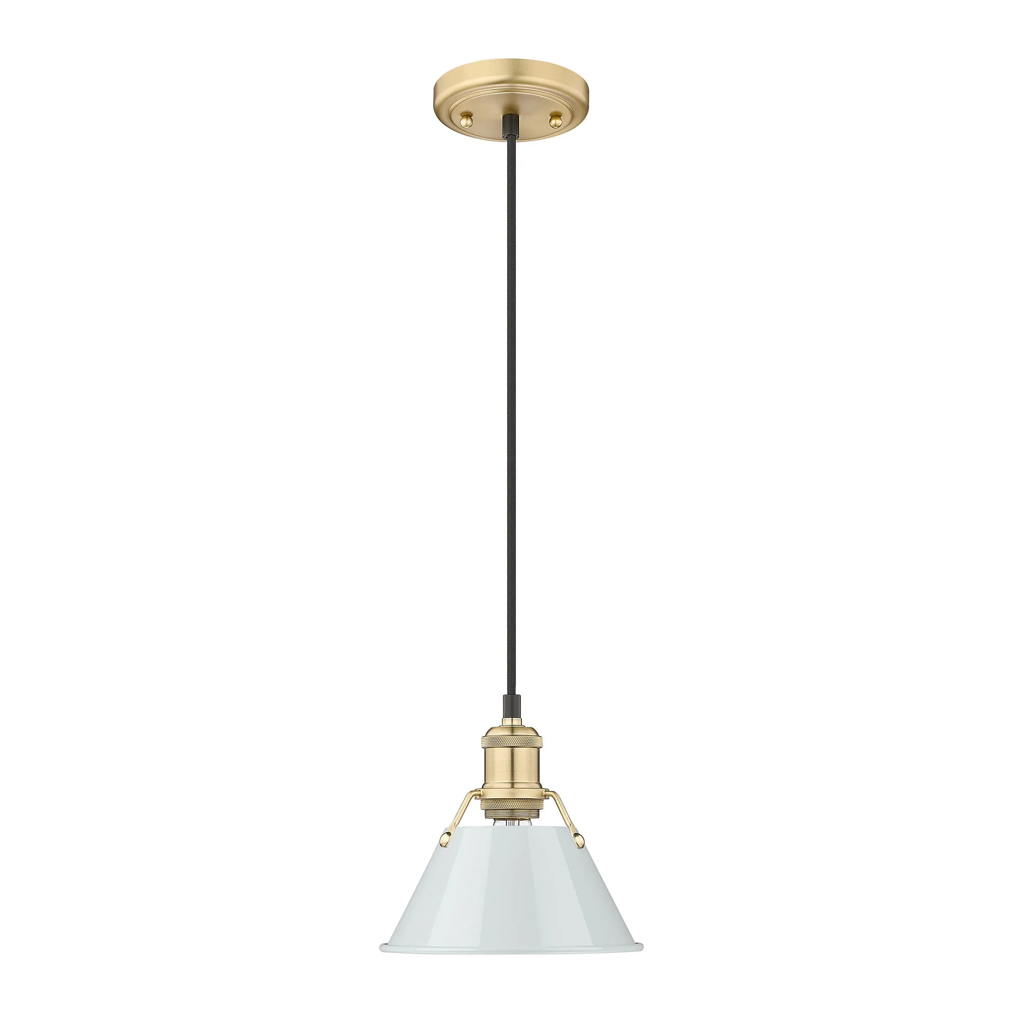 Orwell 1-light 8in Pendant in Brushed Champagne Brass and Dusky Blue shade - Image 2