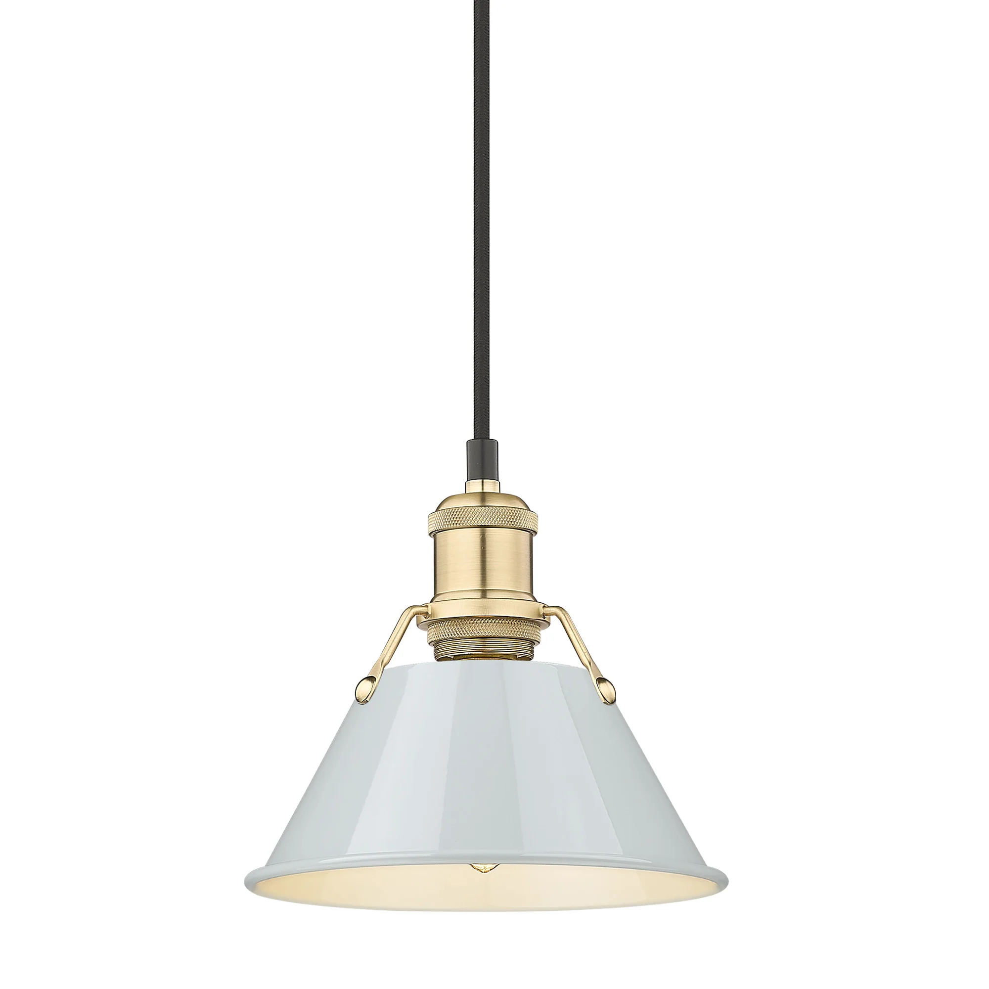 Orwell 1-light 8in Pendant in Brushed Champagne Brass and Dusky Blue shade - Image 3