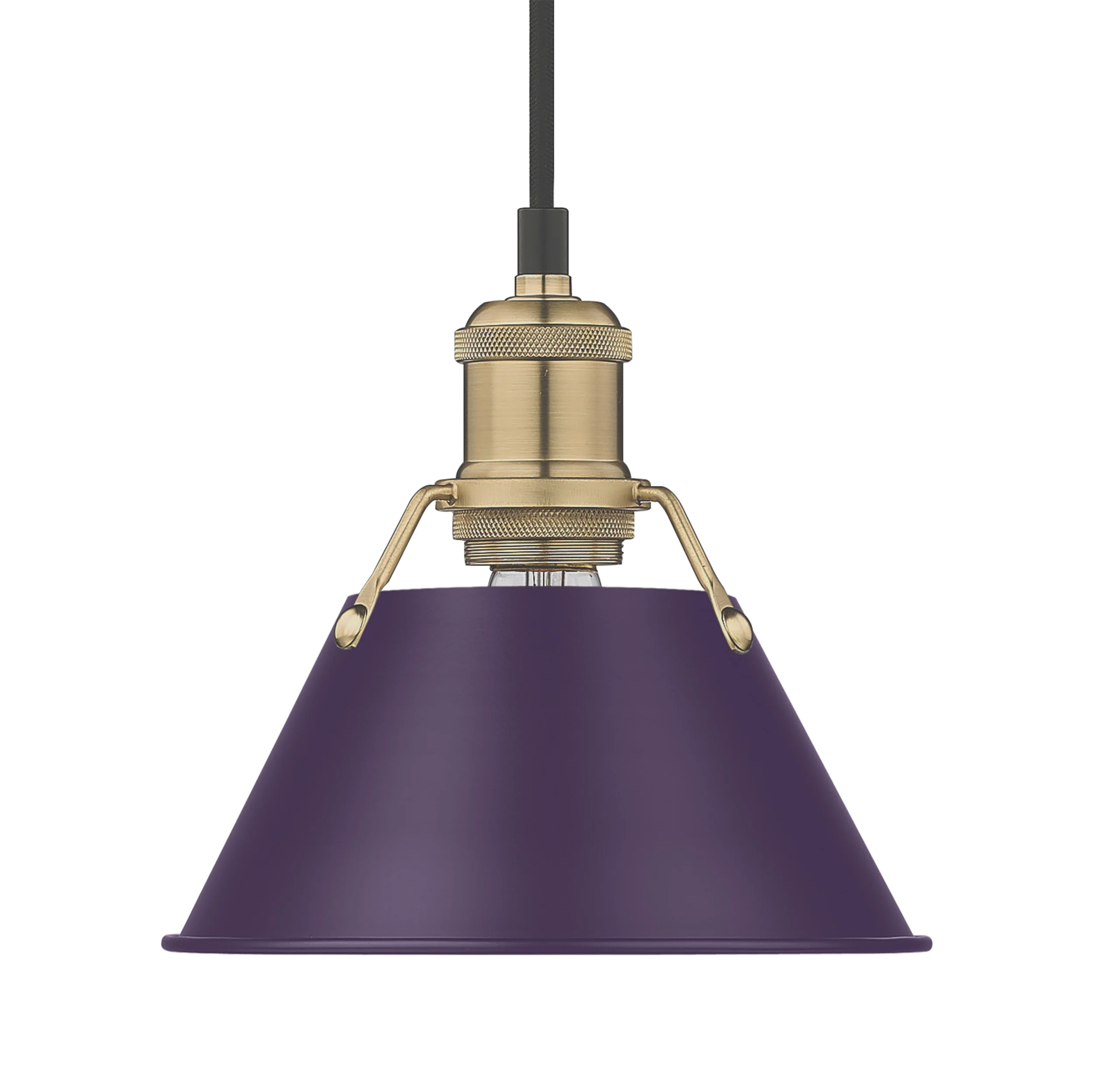 Orwell 1-light 8in Pendant in Brushed Champagne Brass and Exotic Purple shade