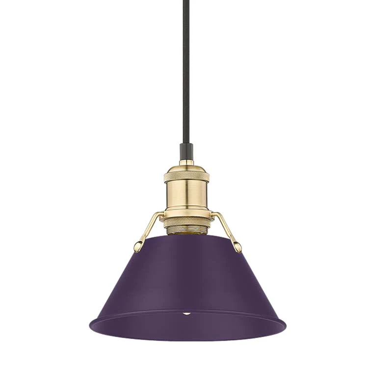 Orwell 1-light 8in Pendant in Brushed Champagne Brass and Exotic Purple shade - Image 2