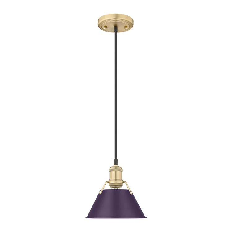 Orwell 1-light 8in Pendant in Brushed Champagne Brass and Exotic Purple shade - Image 3